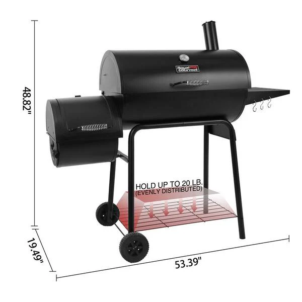 30 in Smoker Black Barrel Charcoal Grill with Offset Smoker with Cover For Outdoor, Backyard Cooking Image 4