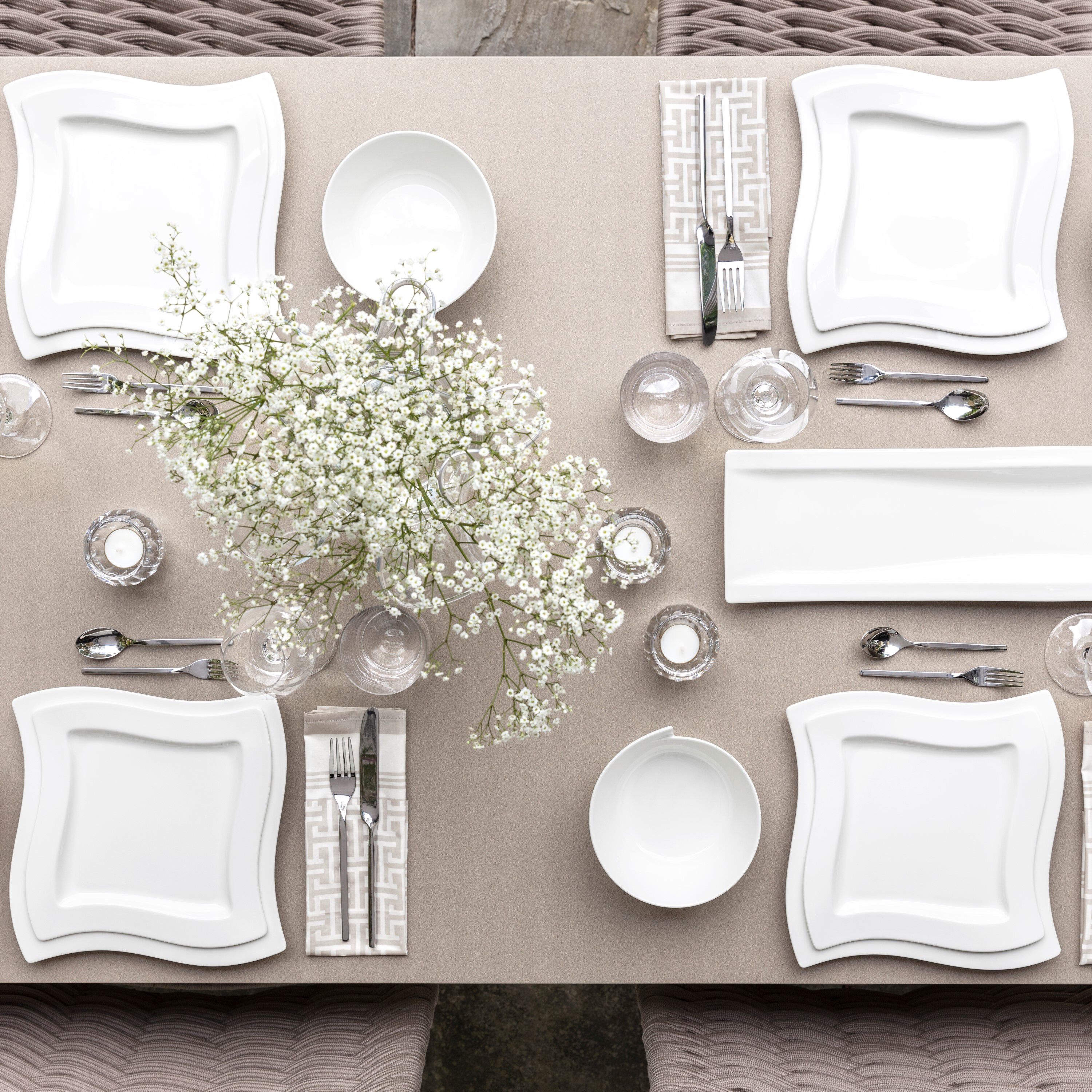 NewWave Dinnerware set - White, Premium Porcelain