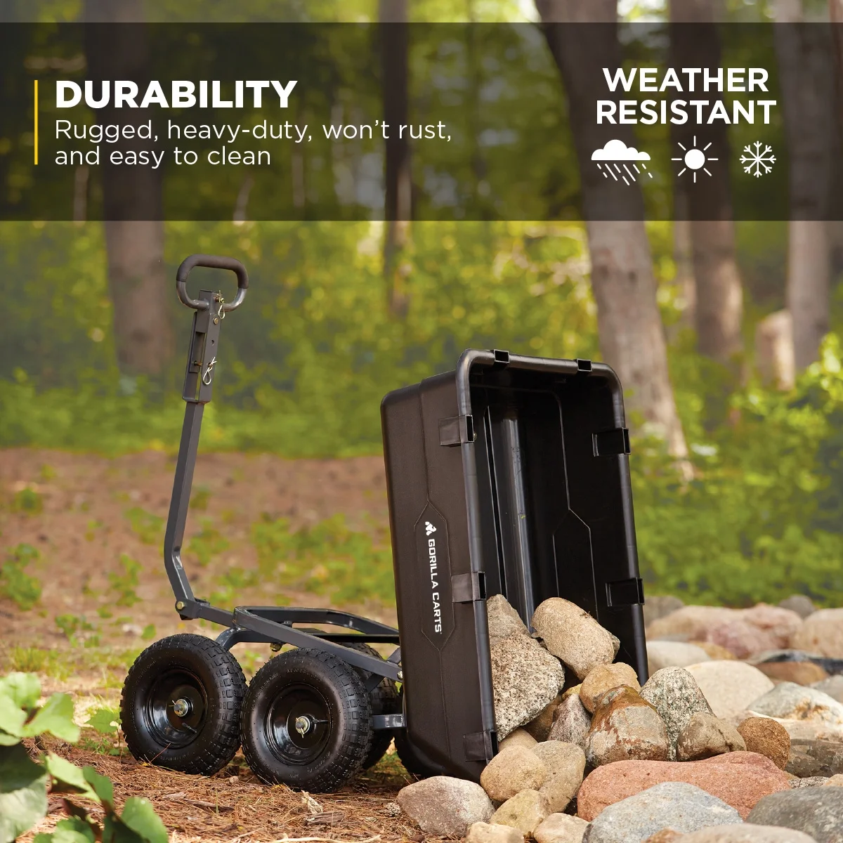 6 cu ft Heavy Duty Poly Dump Cart with Steel Frame, Black - Image 5