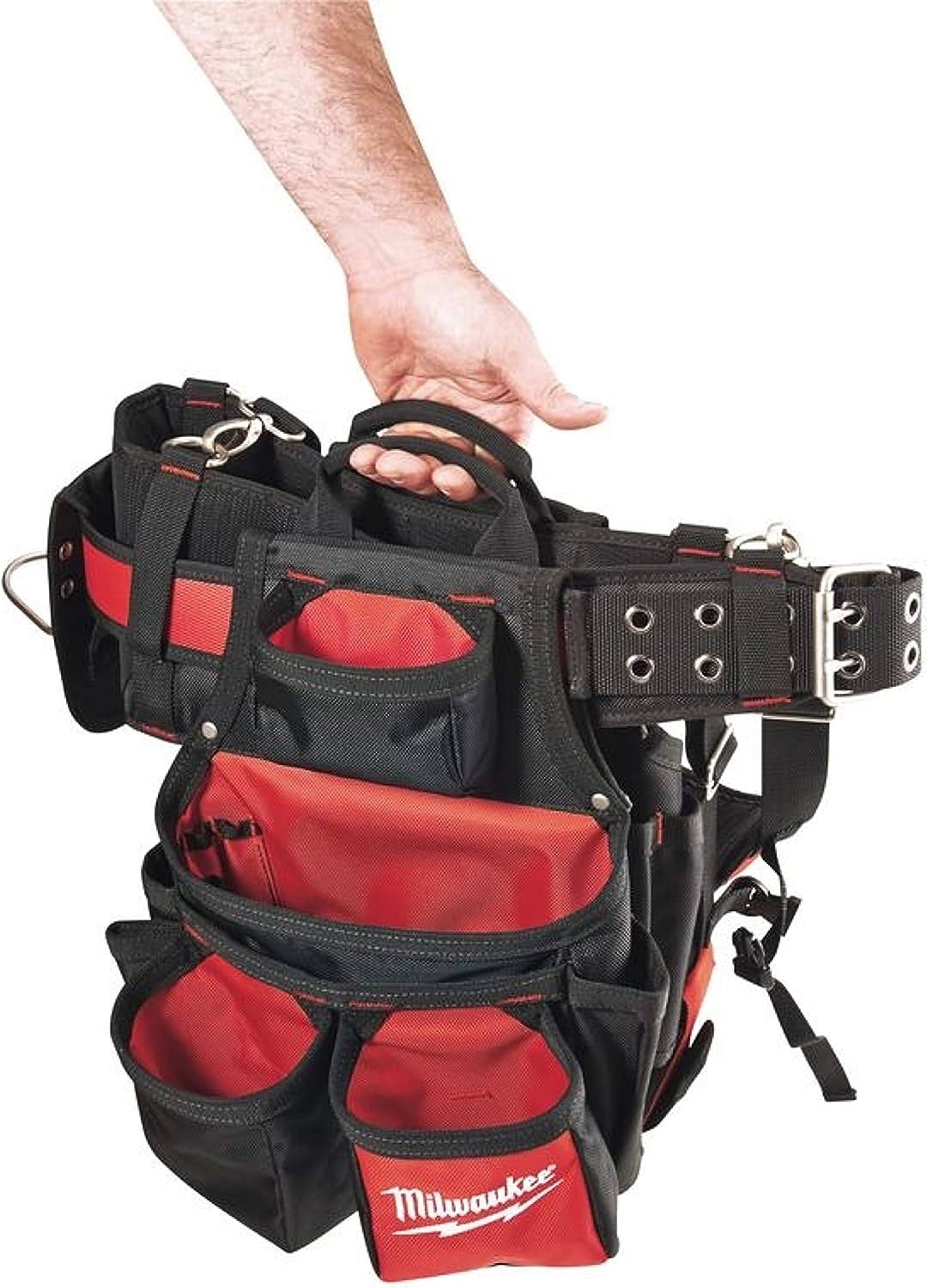 Milwaukee 48 22 8120 24 Pockets Contractors Work Belt with Suspension Rig - Red/Black 53