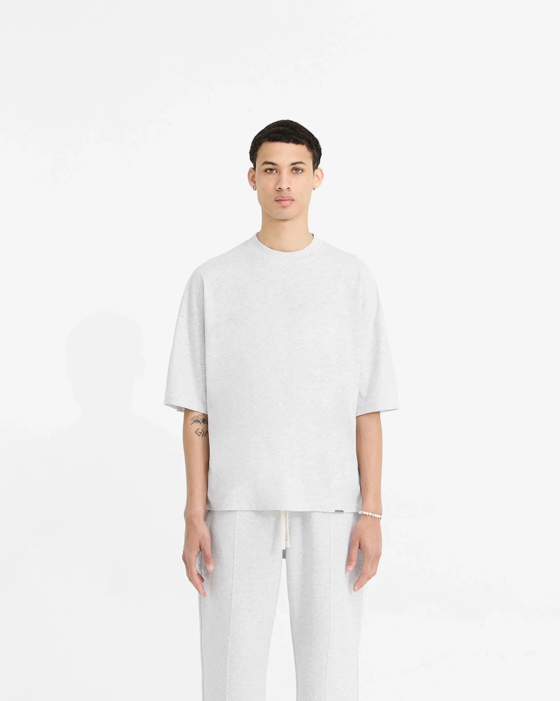 2 x Initial Boxy T-Shirt - Ice Grey Marl