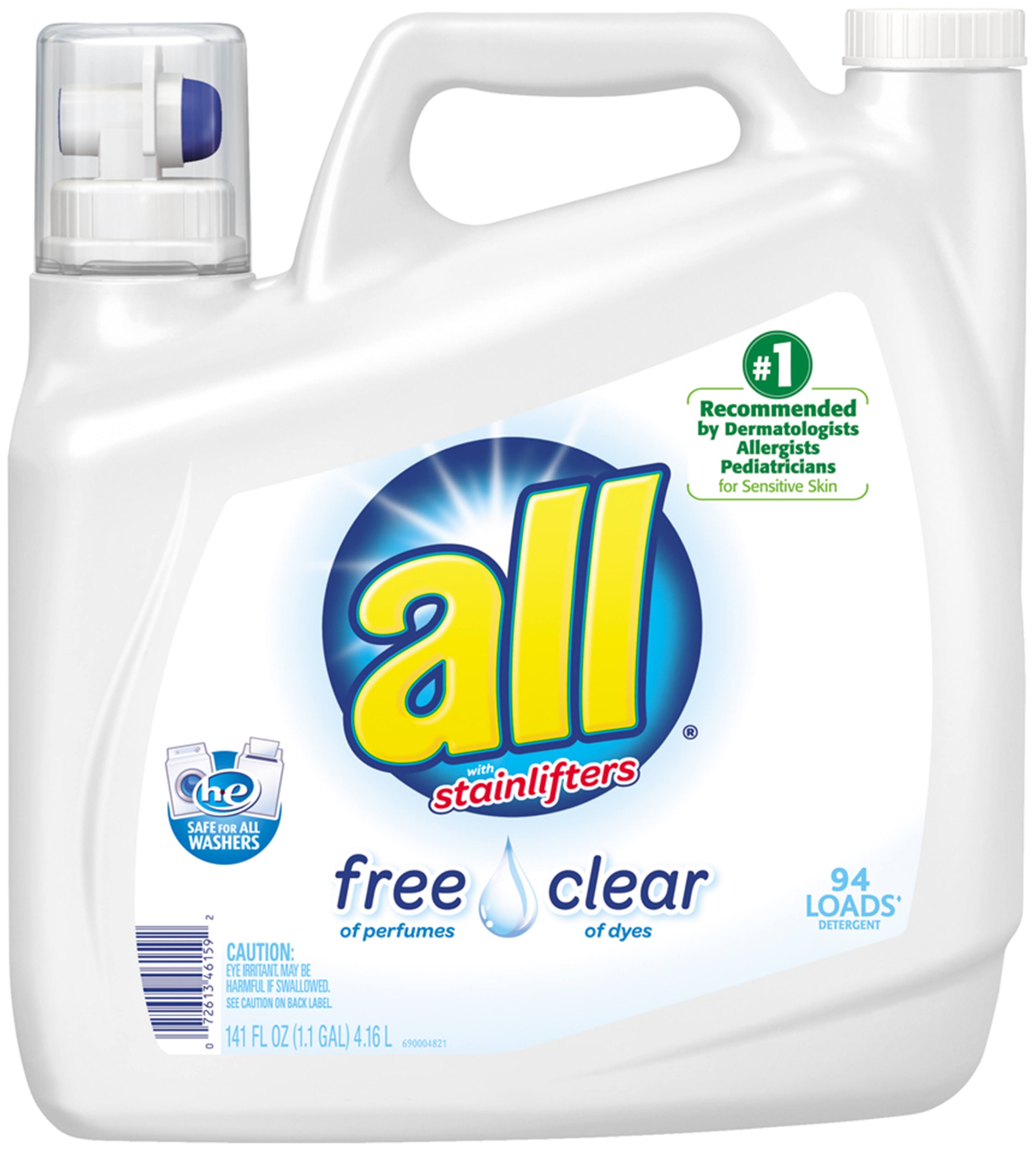All Detergent, with Stainlifters, Free Clear, Clean & Care - 141 fl oz