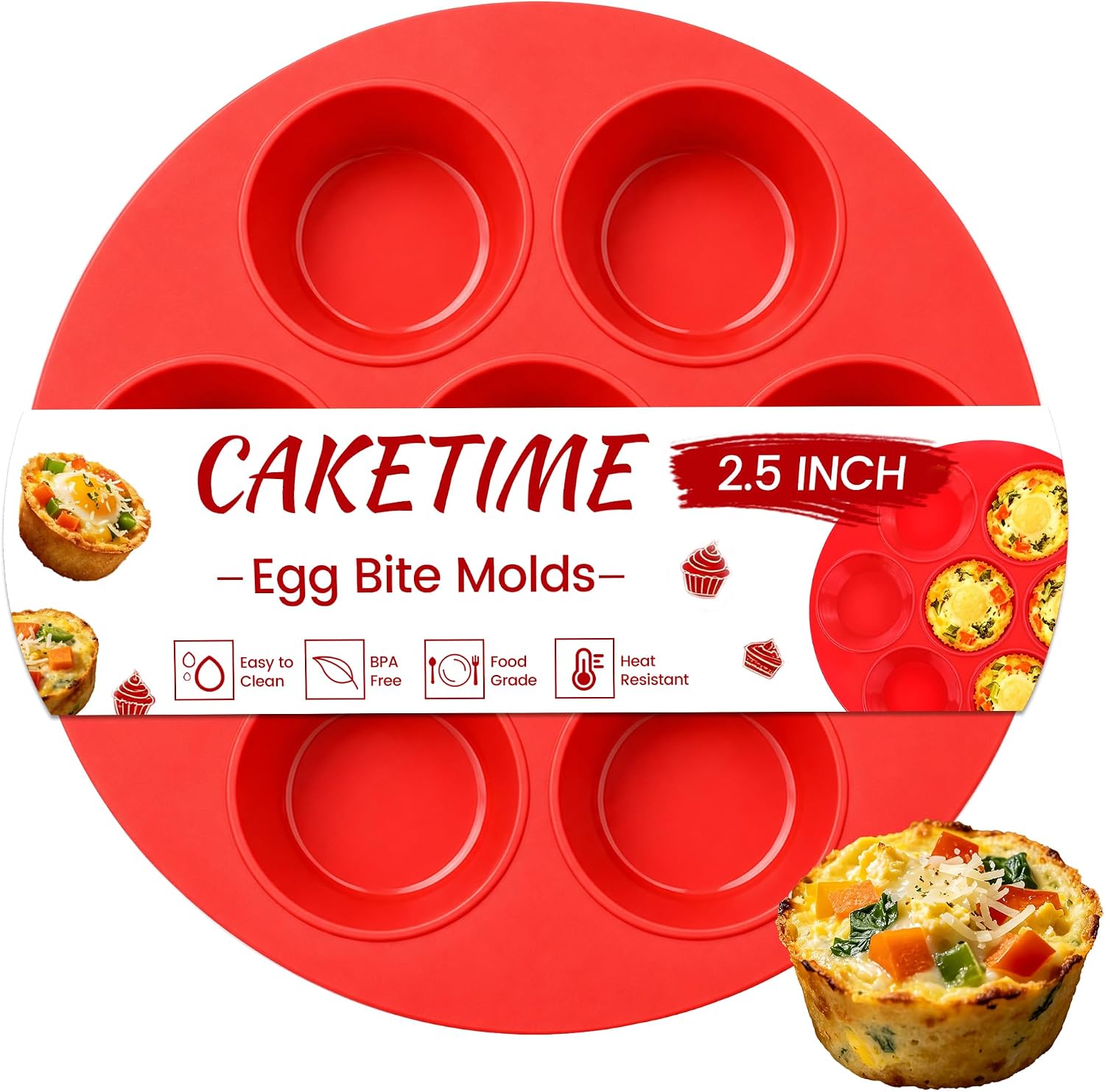 CAKETIME Silicone Muffin Pan Mini 24 Cups, 1 Pack Cupcake Pan, BPA Free
