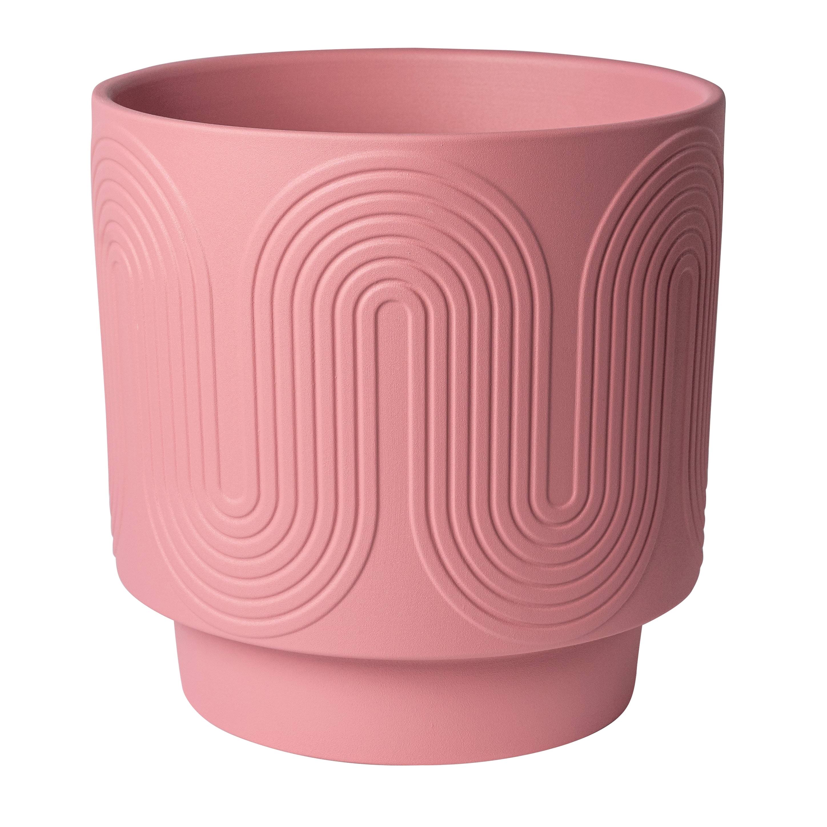 Better Homes & Gardens Pottery 10 inch Amy Wave Ceramic Planter, Pink