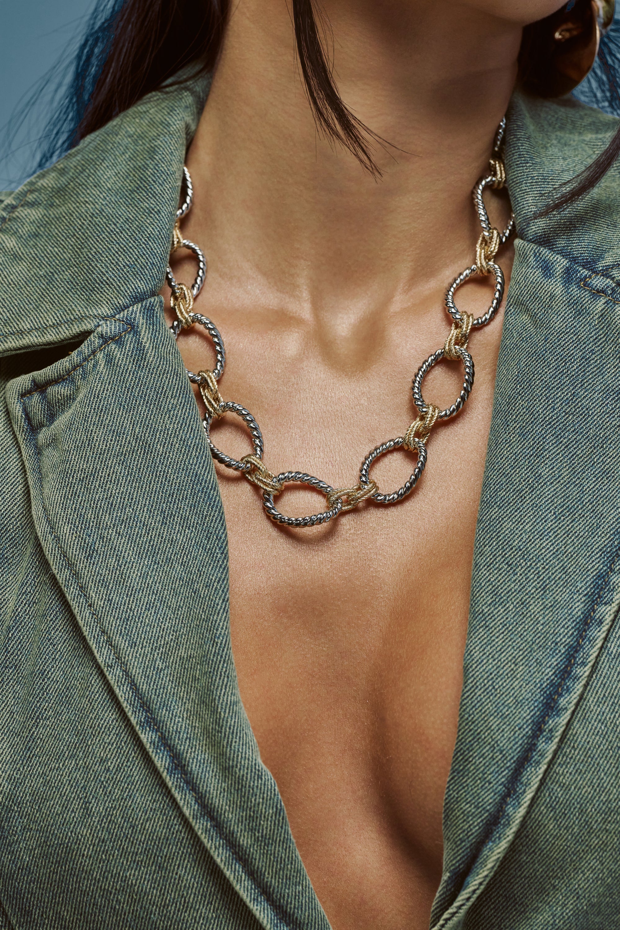 TWO TONE BIG LINK NECKLACE - Akira Store