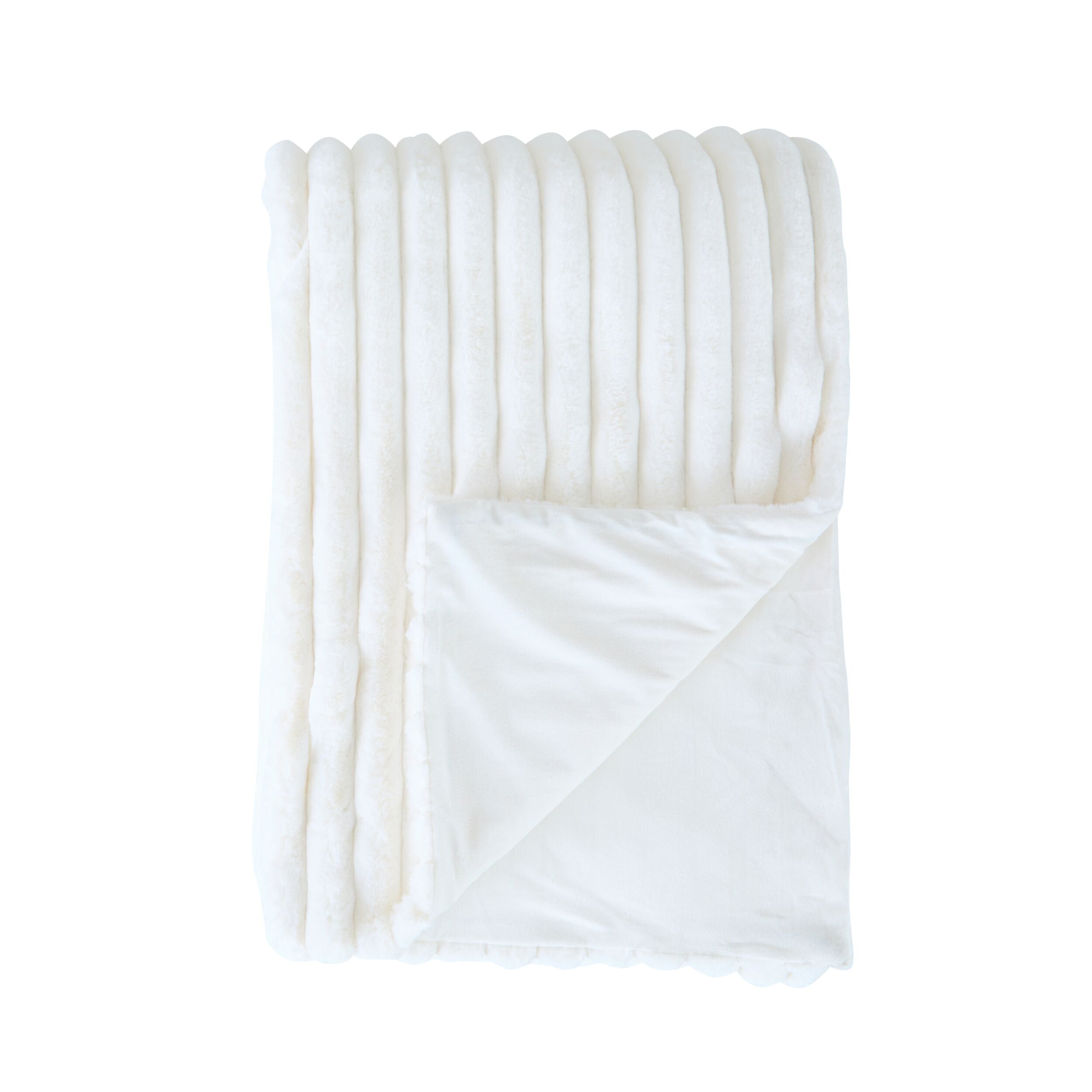 Luxe Rib Faux Fur Throw Antique White 130x170cm