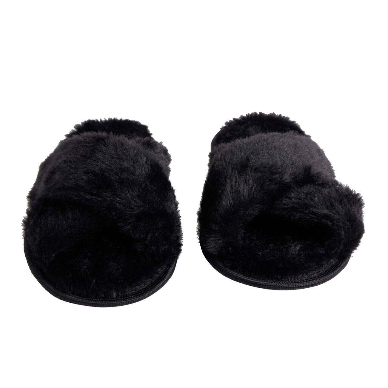 Chaussons femme noir peluche brides croisée T40/41