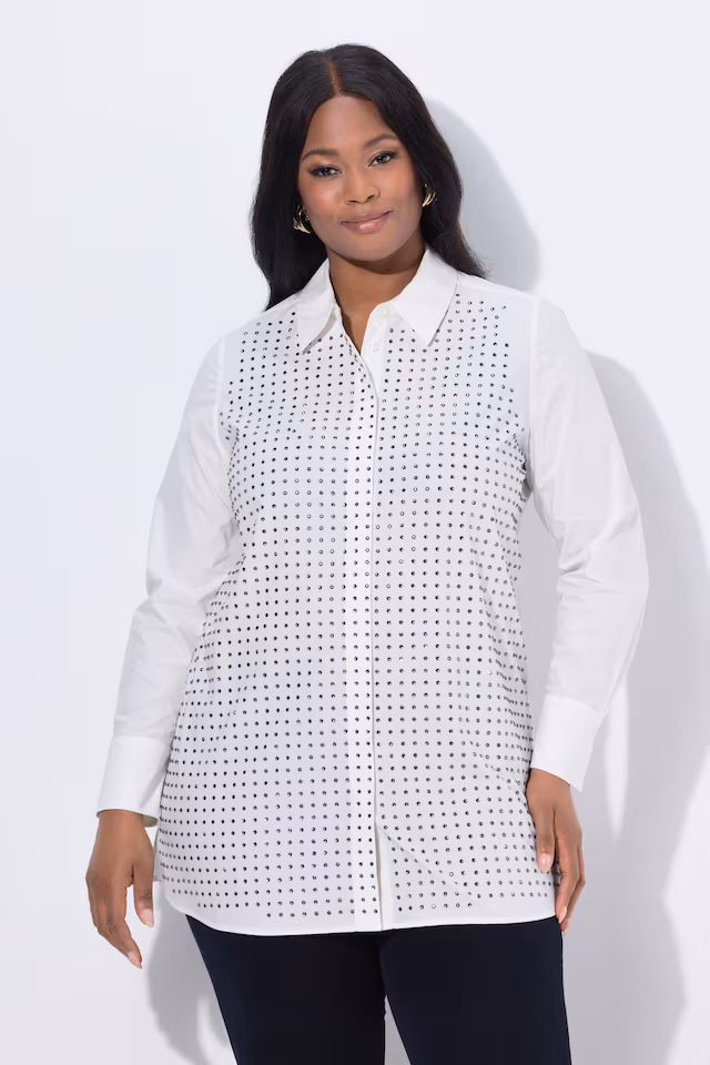 Rhinestone Studded Button Down Blouse