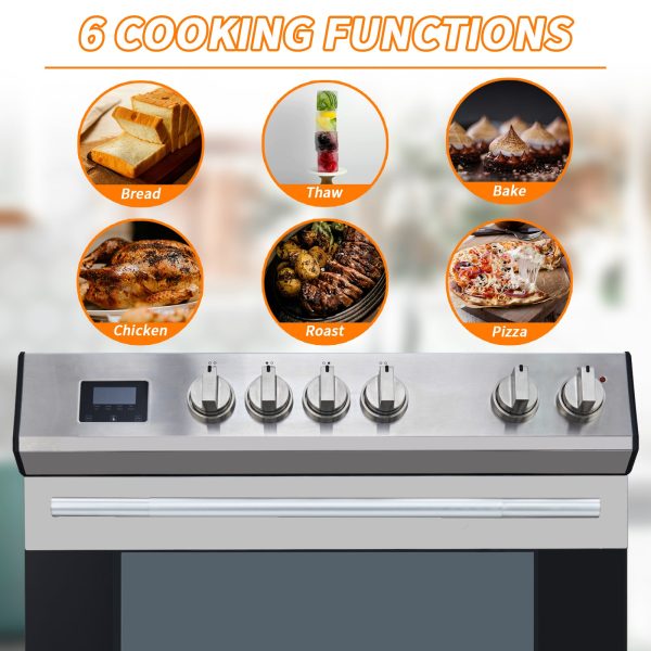 Four électrique à commandes frontales avec 5 zones de cuisson et 6 niveaux de puissance, four autonome, capacité de 5 pi³ (142 L), acier inoxydable