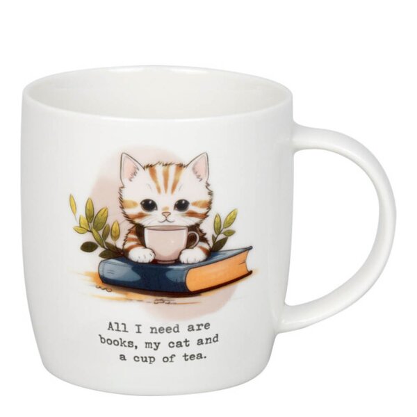 Krus 40 cl All I need is Books, Cat, Coffee