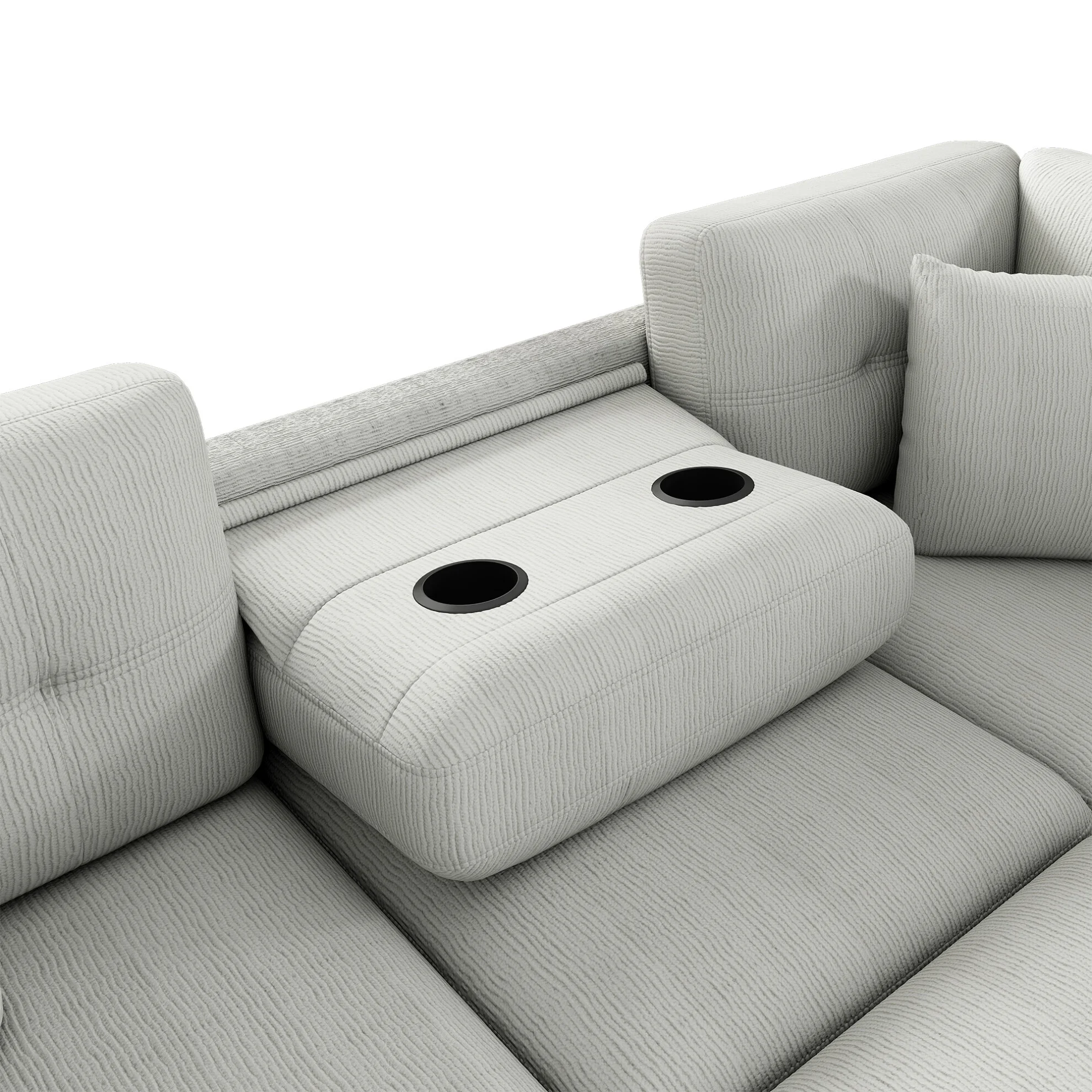 87" Modular Sectional Sleeper Sofa with Pull Out Bed, Convertible L-Shaped Couch with Ottoman, USB Ports and Two Cup Holders for Living Room, Apartment, Bedroom, Gray(Grey) - Image 9
