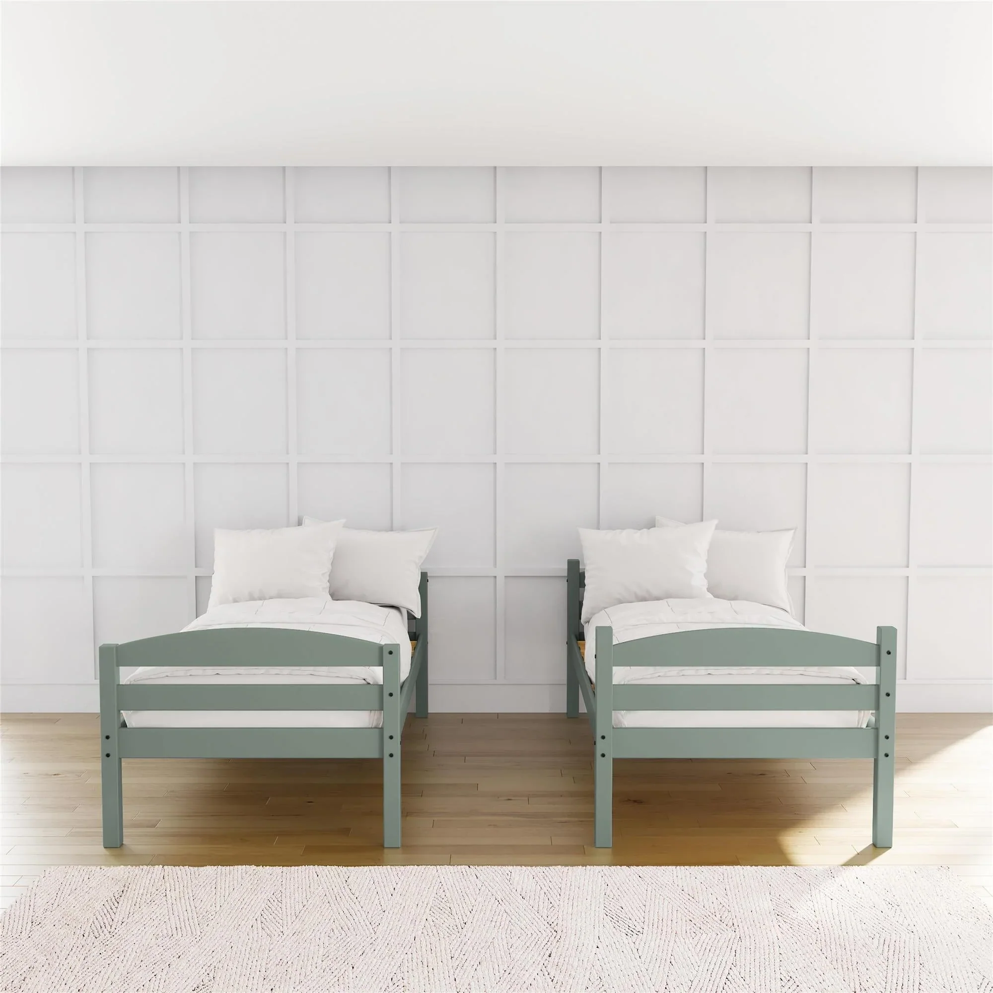 Better Homes & Gardens Leighton Solid Wood Twin-over-Twin Convertible Bunk Bed, Sage Green