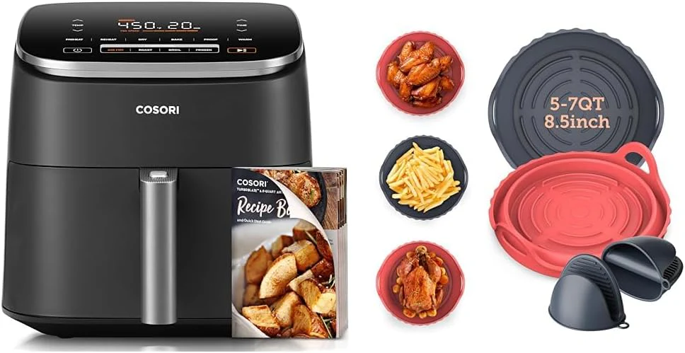 Friteuse à air COSORI 9 en 1 Compacte et Grande Capacité de 6 pintes Modes Turbo Rapide Chaleur précise pour des résultats uniformes