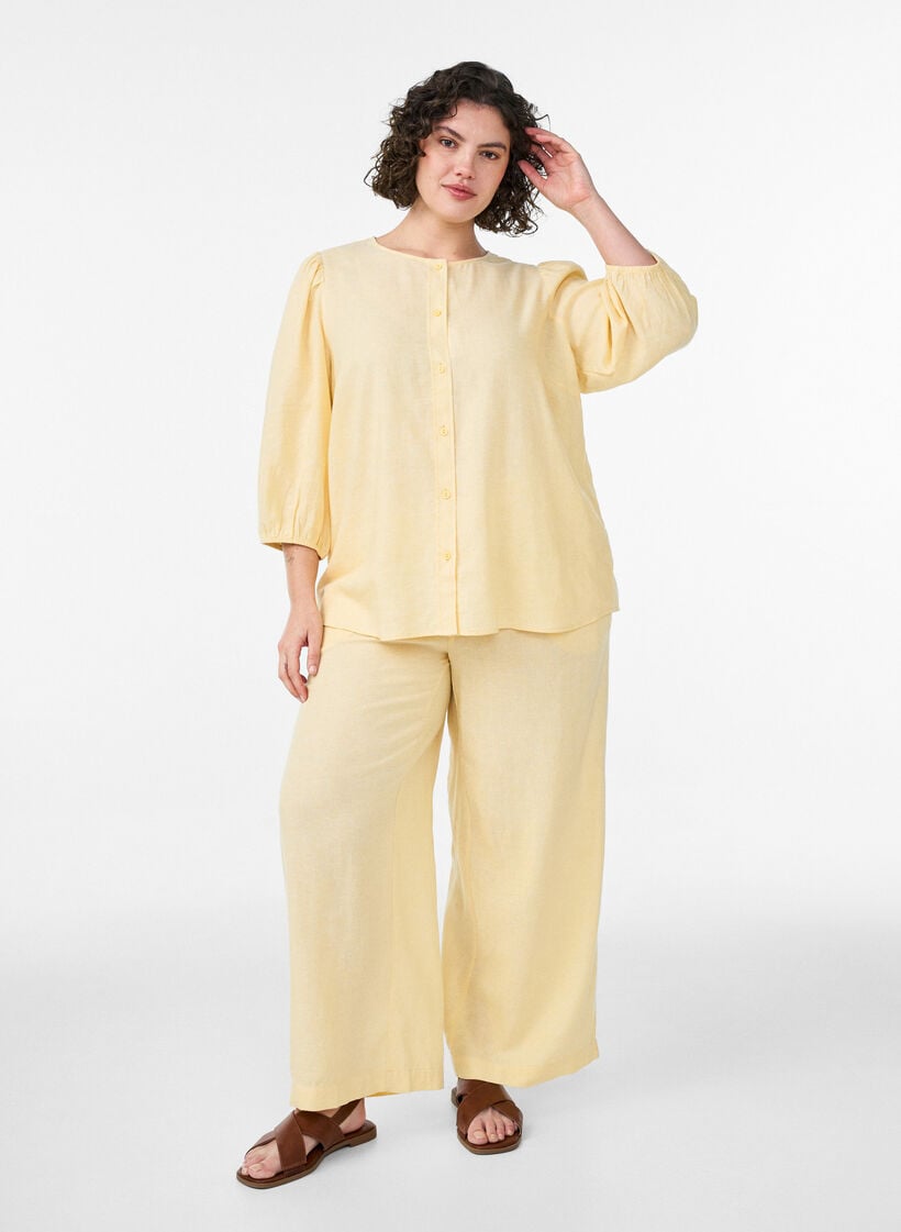 Zizzi Shirt blouse in linen and viscose with 3/4-sleeves