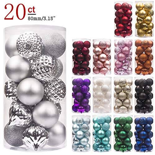 Ki Store 20ct Christmas Ball Ornaments Shatterproof Christmas Decorations Large