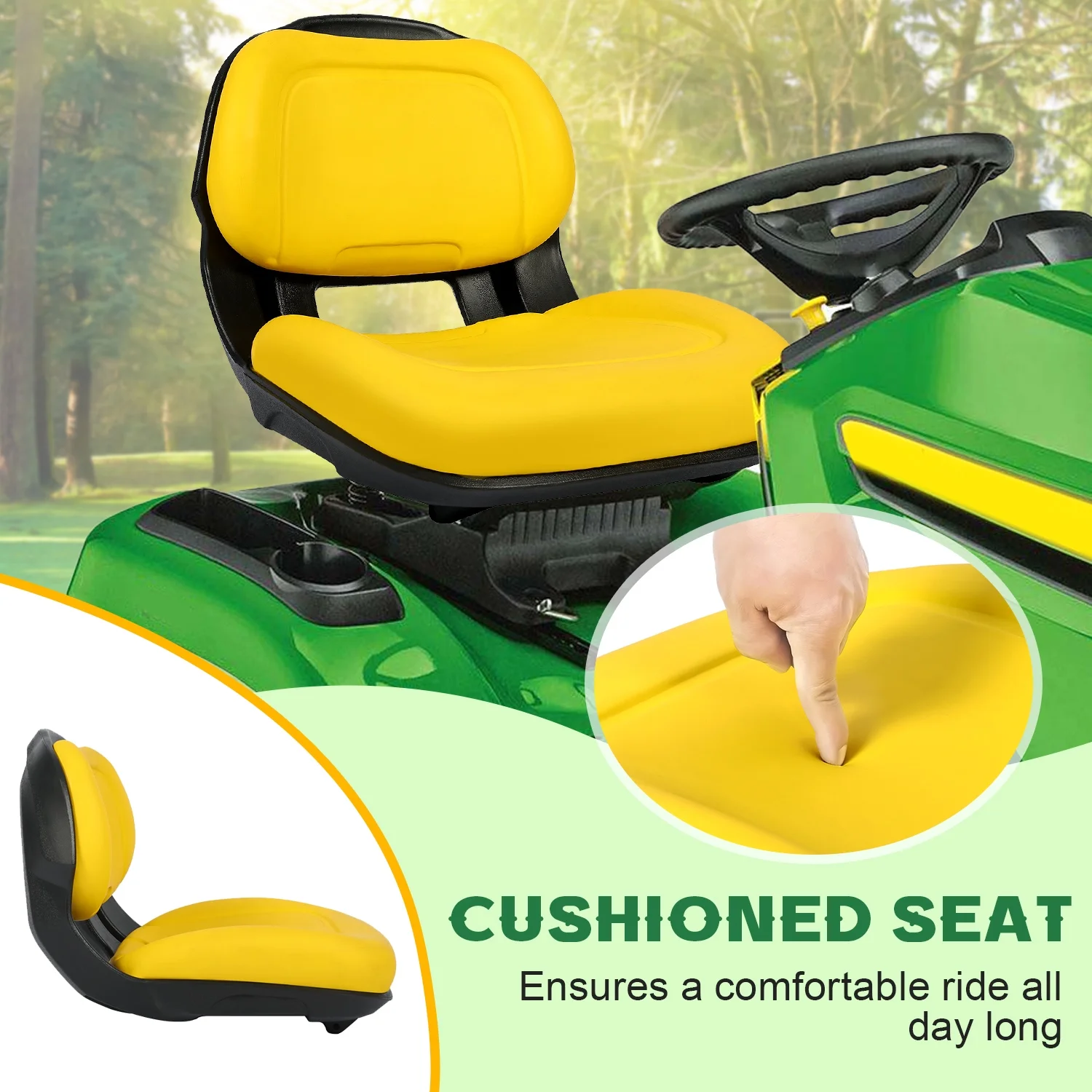 Lawn Mower Seat, Fits John Deere X300 X300R X304 X310 X320 X324 X340 X360 X500 X520 X530 - Image 2