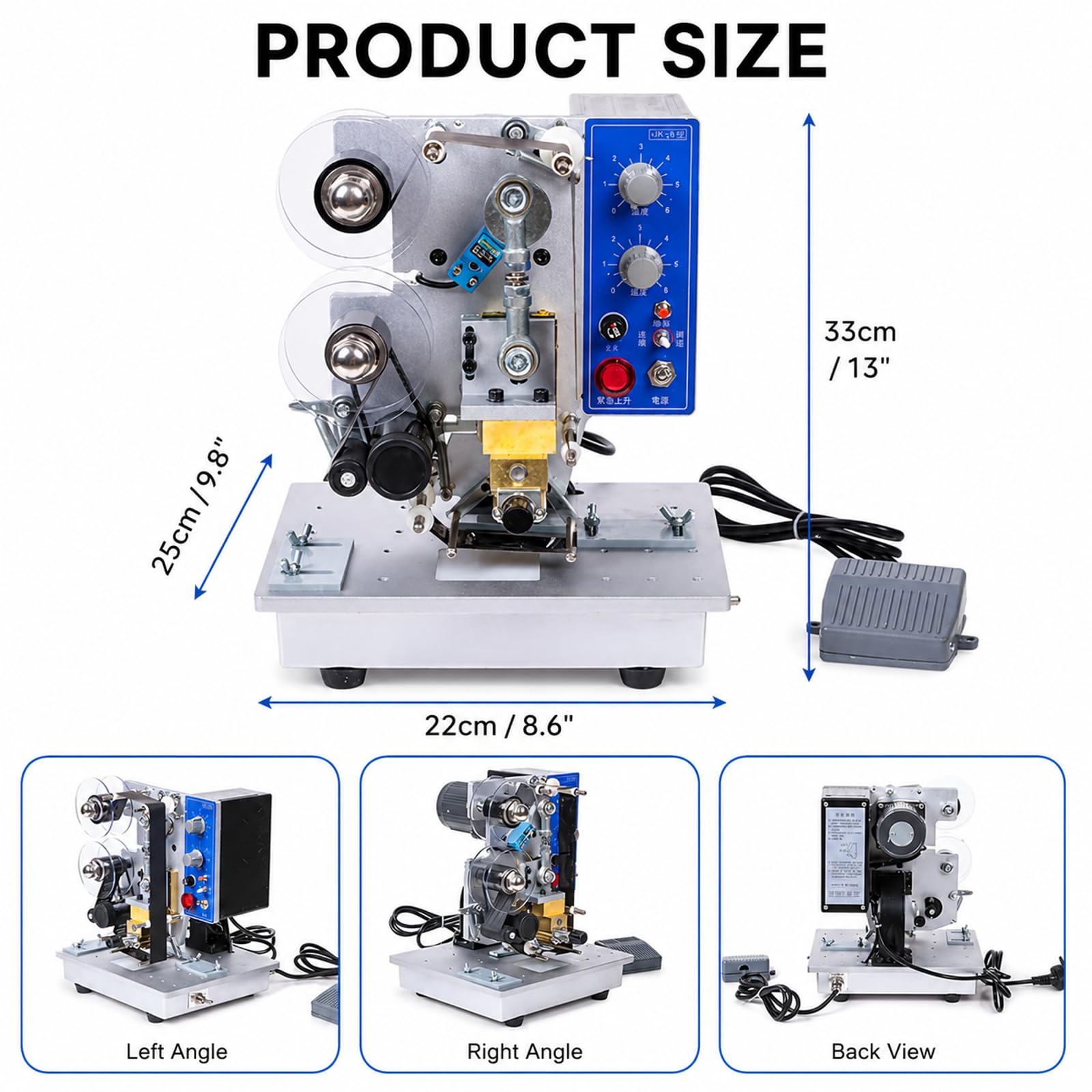 Electric Date Coding Machine | Capable of hot-stamping production dates and batch numbers; features manual and automatic dual modes