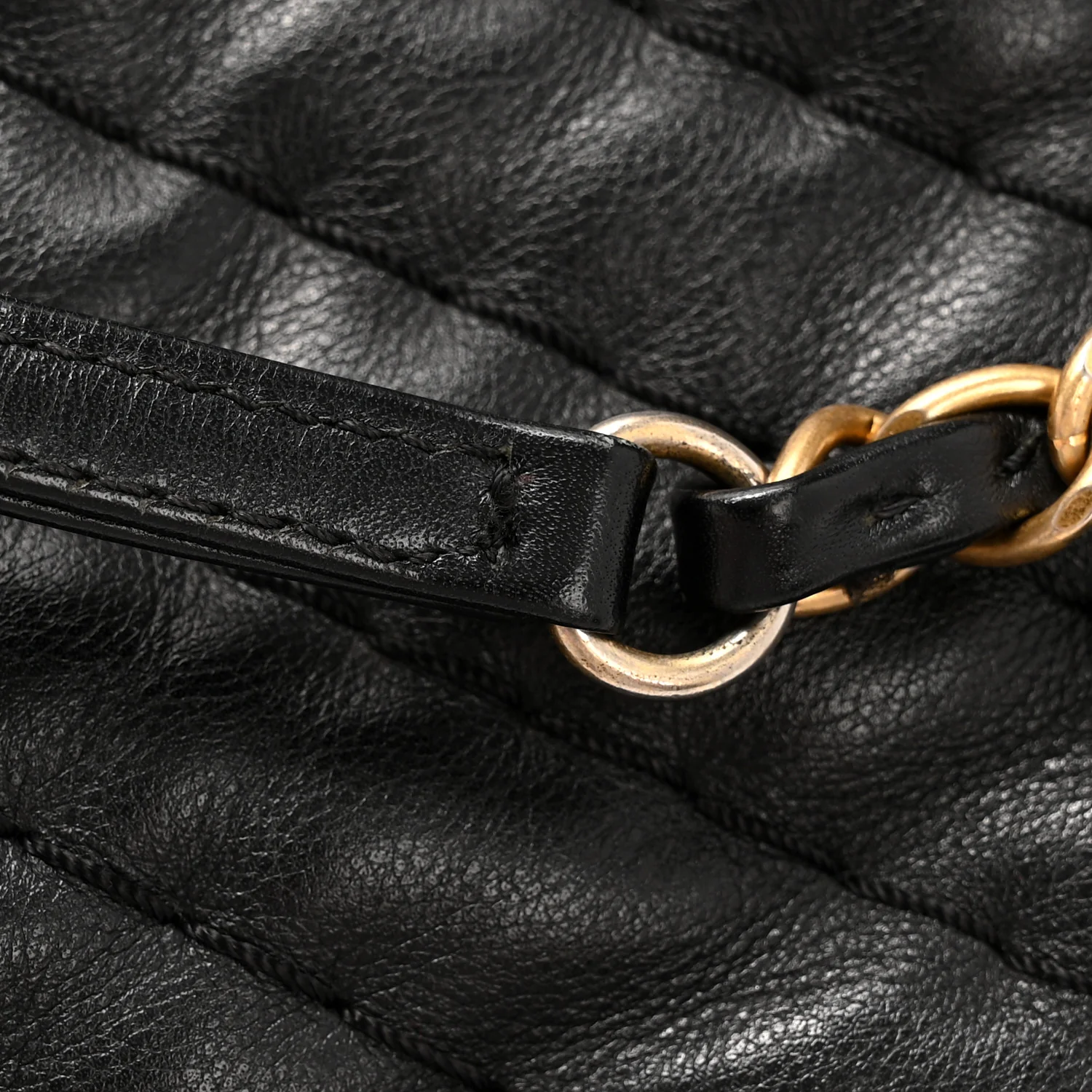 Calfskin Chevron Quilted Surpique Tote Black