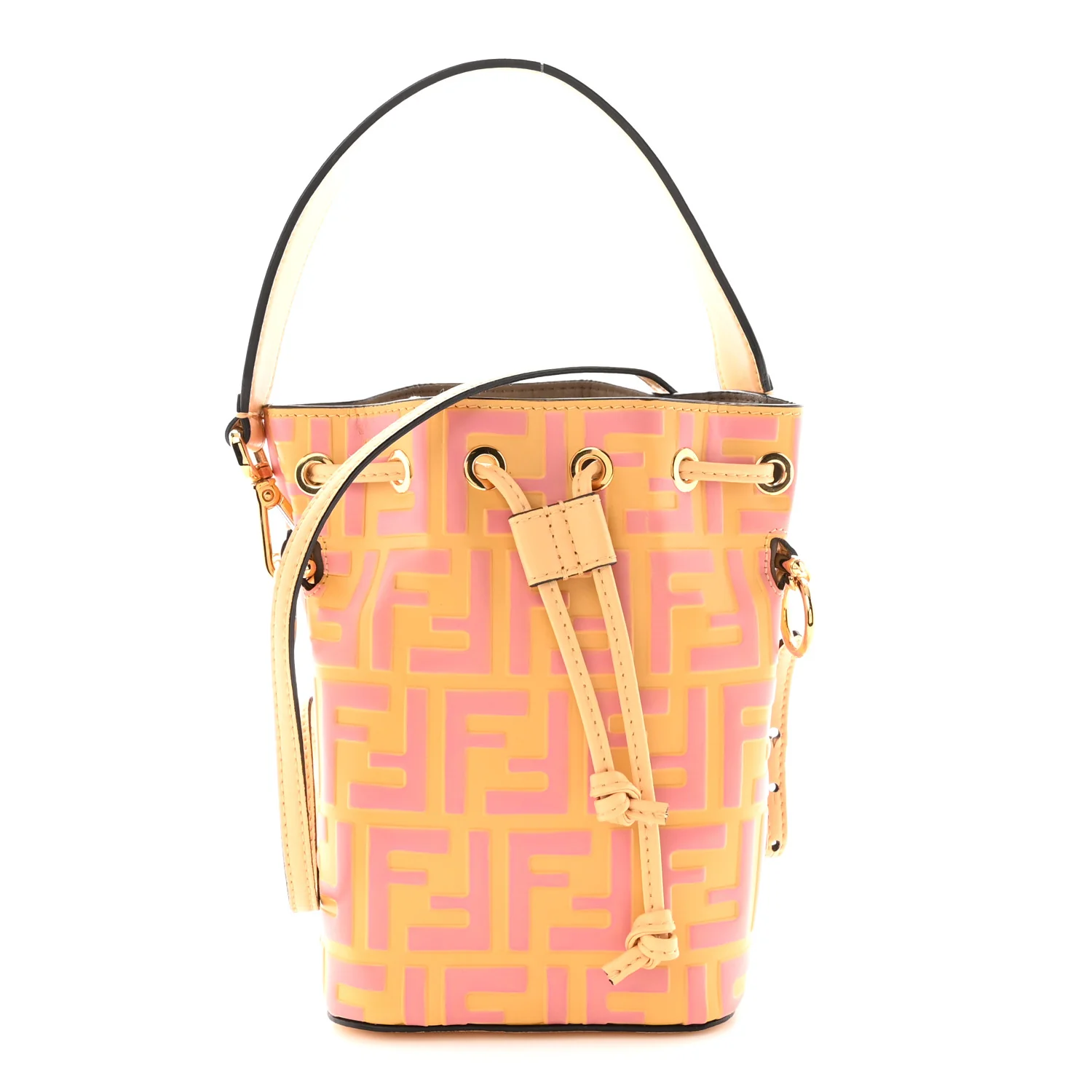 Vitello Liberty F is Fendi Bi-Color FF 1974 Embossed Mini Mon Tresor Bucket Bag Savana Lollypop
