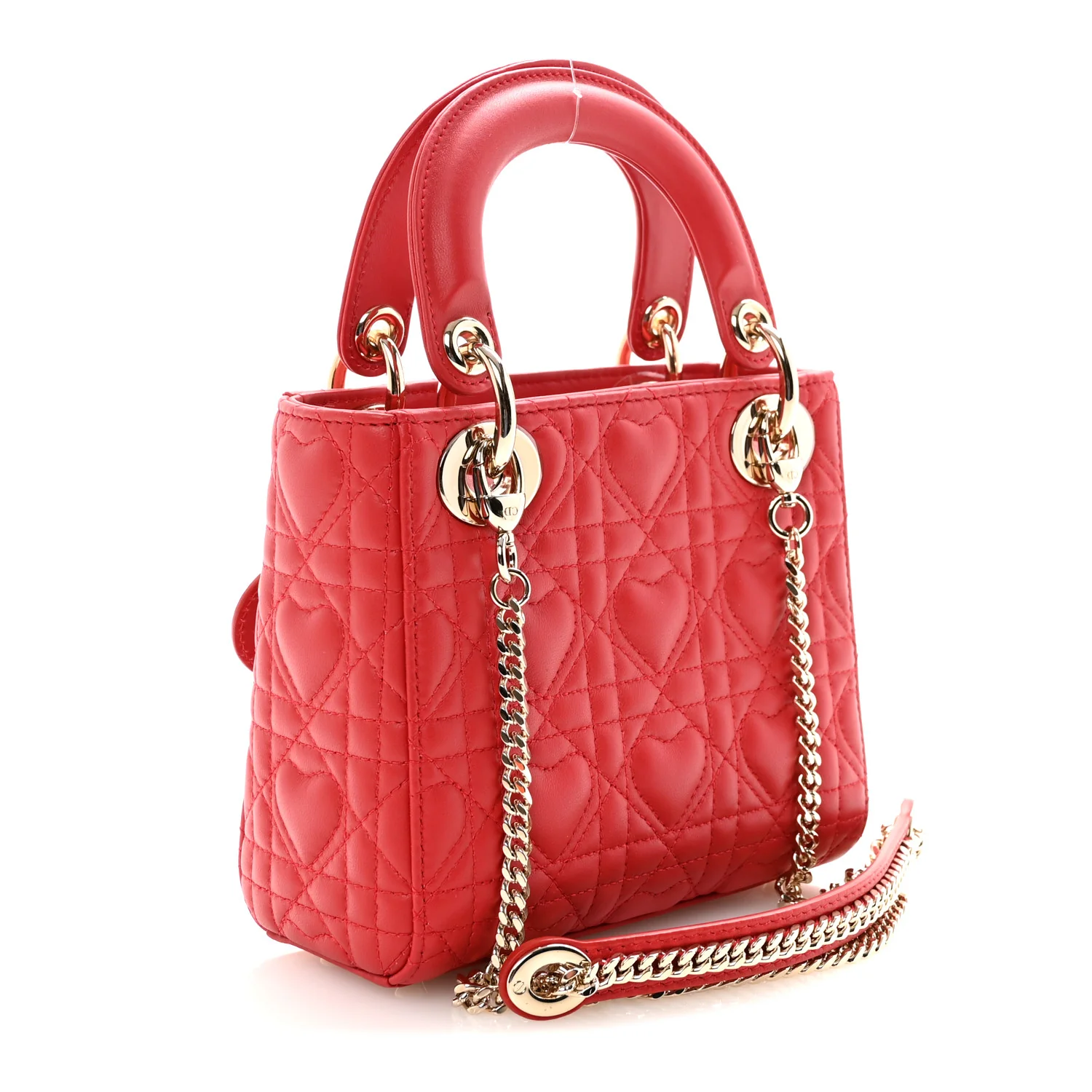 Calfskin Cannage Dioramour Mini Lady Dior Bag Bright Red