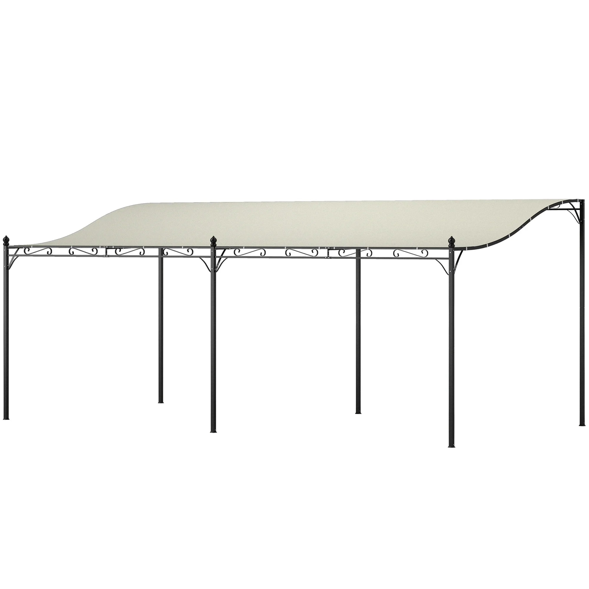 Outsunny 10' x 20' Outdoor Pergola Canopy, Wall-Mounted Metal Patio Canopy with Drainage Holes for Backyard Garden Porch, Cream White