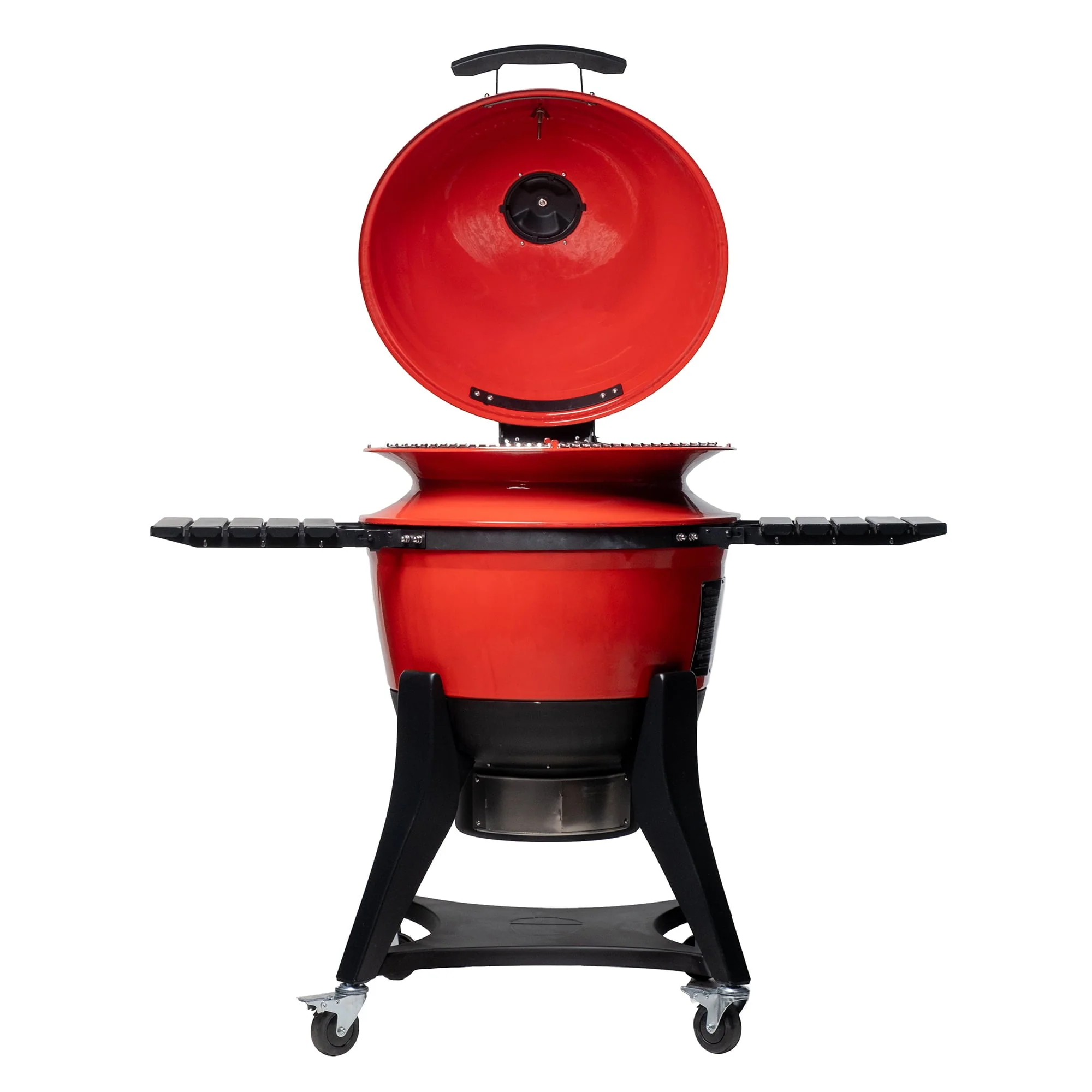 Kettle Joe 22 in. Charcoal Grill in Red with Hinged Lid, Cart, and Side Shelves - Image 2