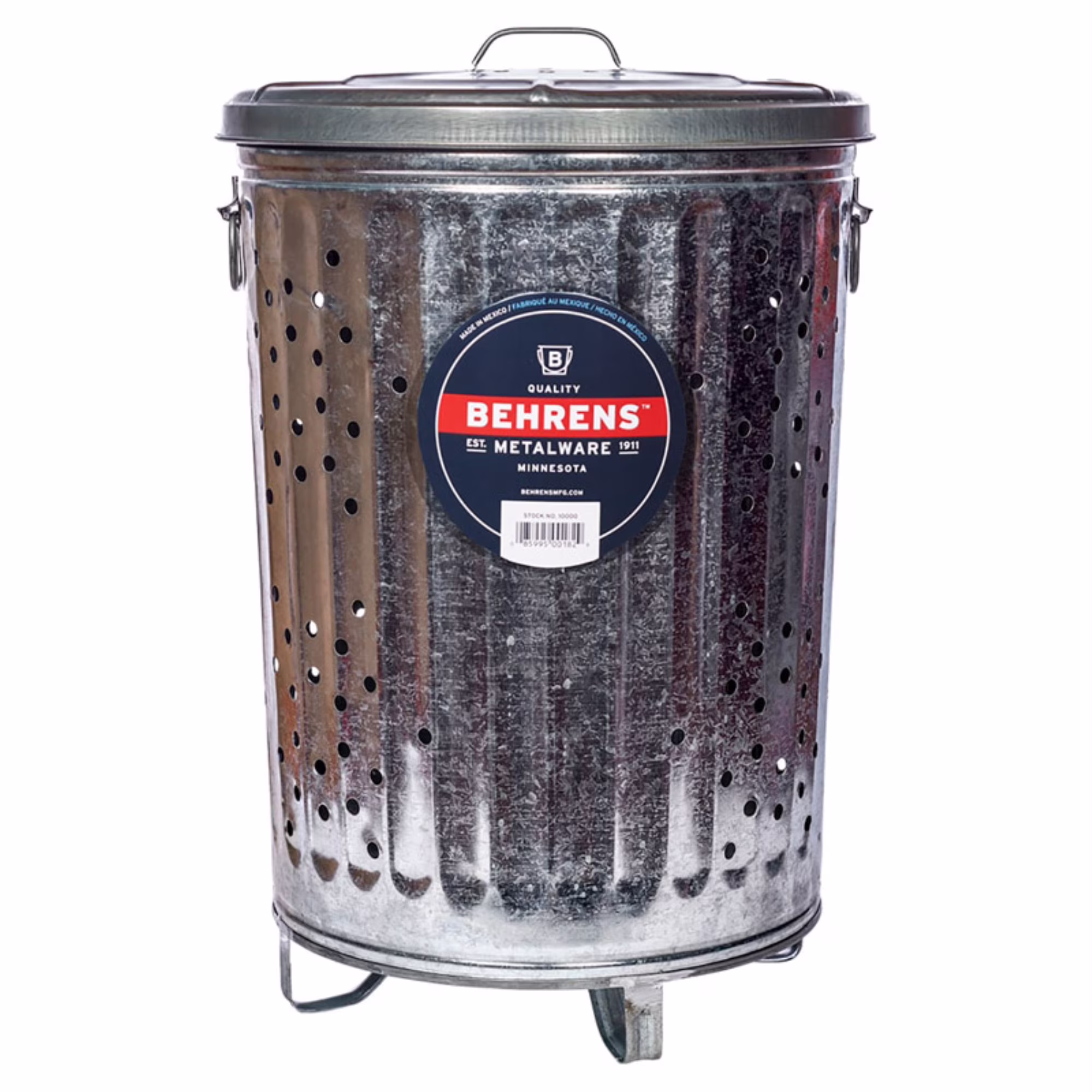 Behrens 20 Gal Galvanized Steel Outdoor Refuse / Composter Can with Lid