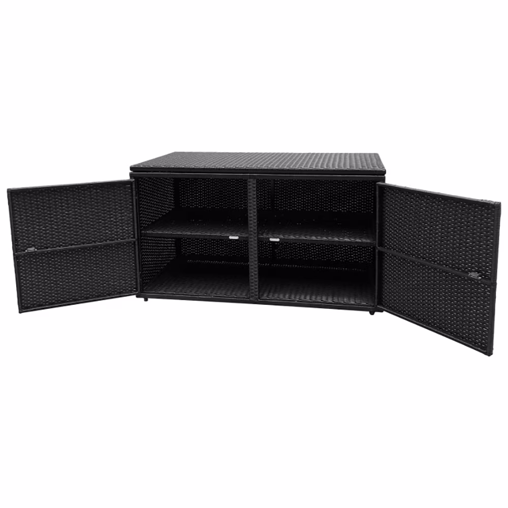 Canddidliike 88 Gallon Garden Patio Rattan Storage Container Box-Black, Outdoor Storage Box