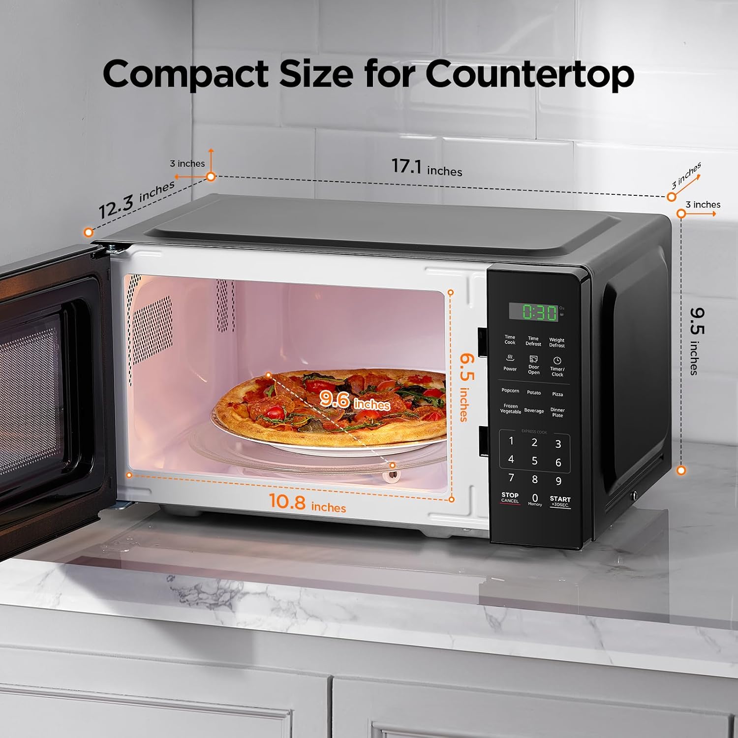 BLACK+DECKER Countertop Microwave Oven 0.7 Cu.Ft, 700W, Child Safety, Black