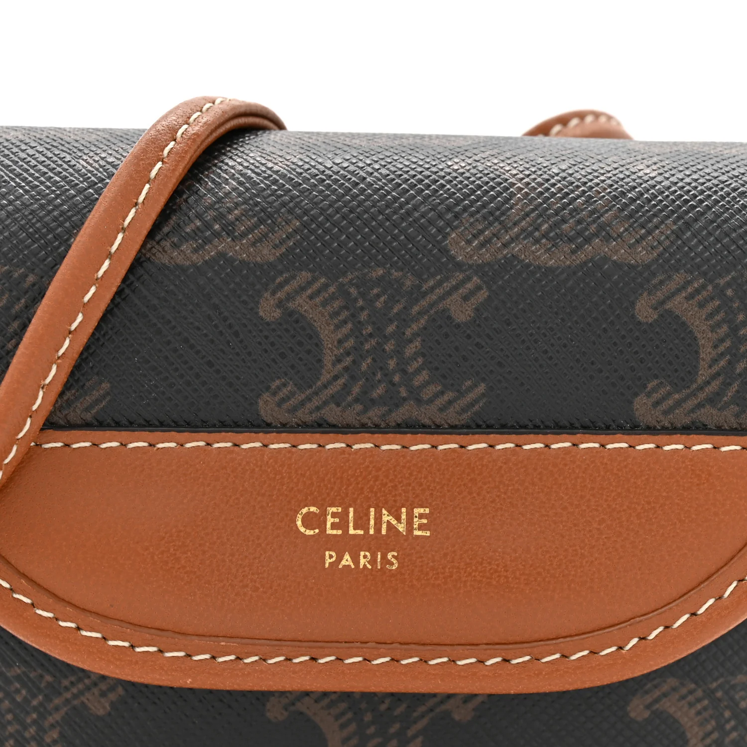 Canvas Calfskin Triomphe Airpod Case Tan