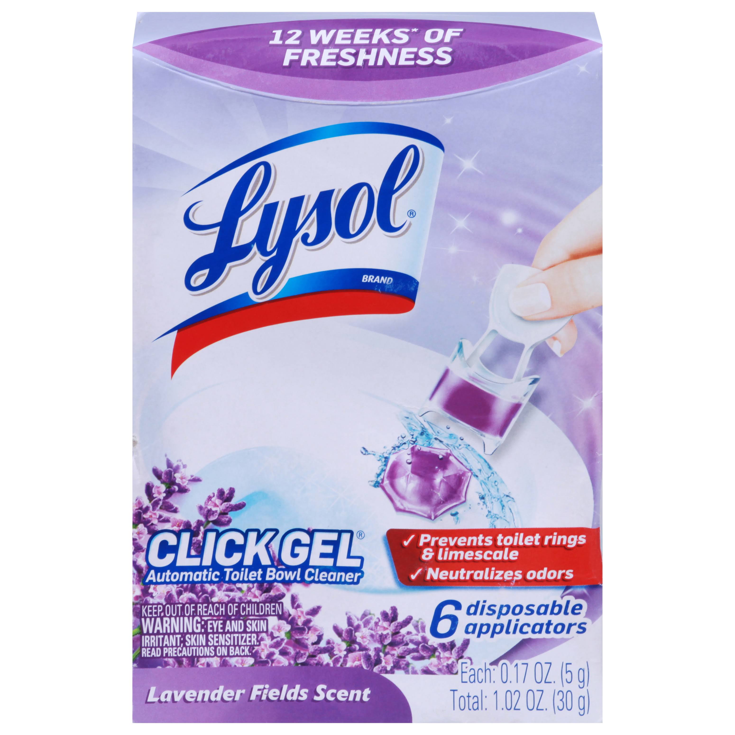 Lysol Automatic Toilet Bowl Cleaner, Lavender Fields Scent, Click Gel - 6 pack, 0.17 oz applicators