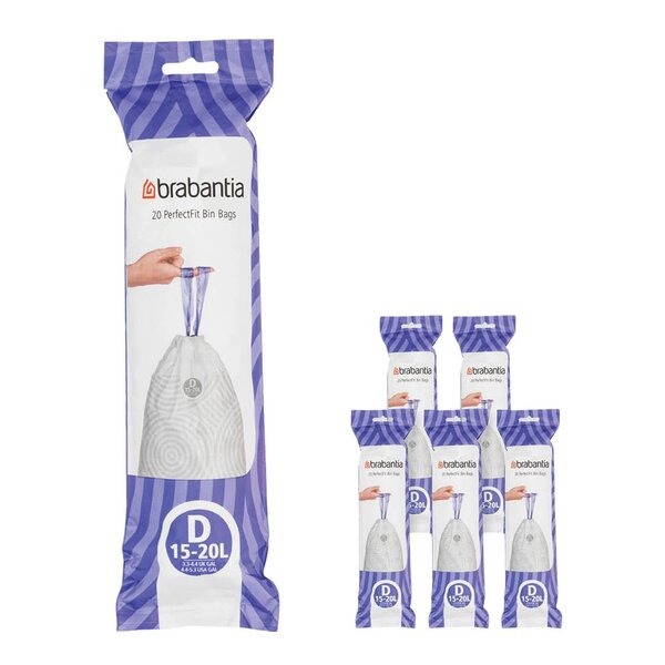 PerfectFit avfallsposer 15–20L 120-pack kode D hvit
