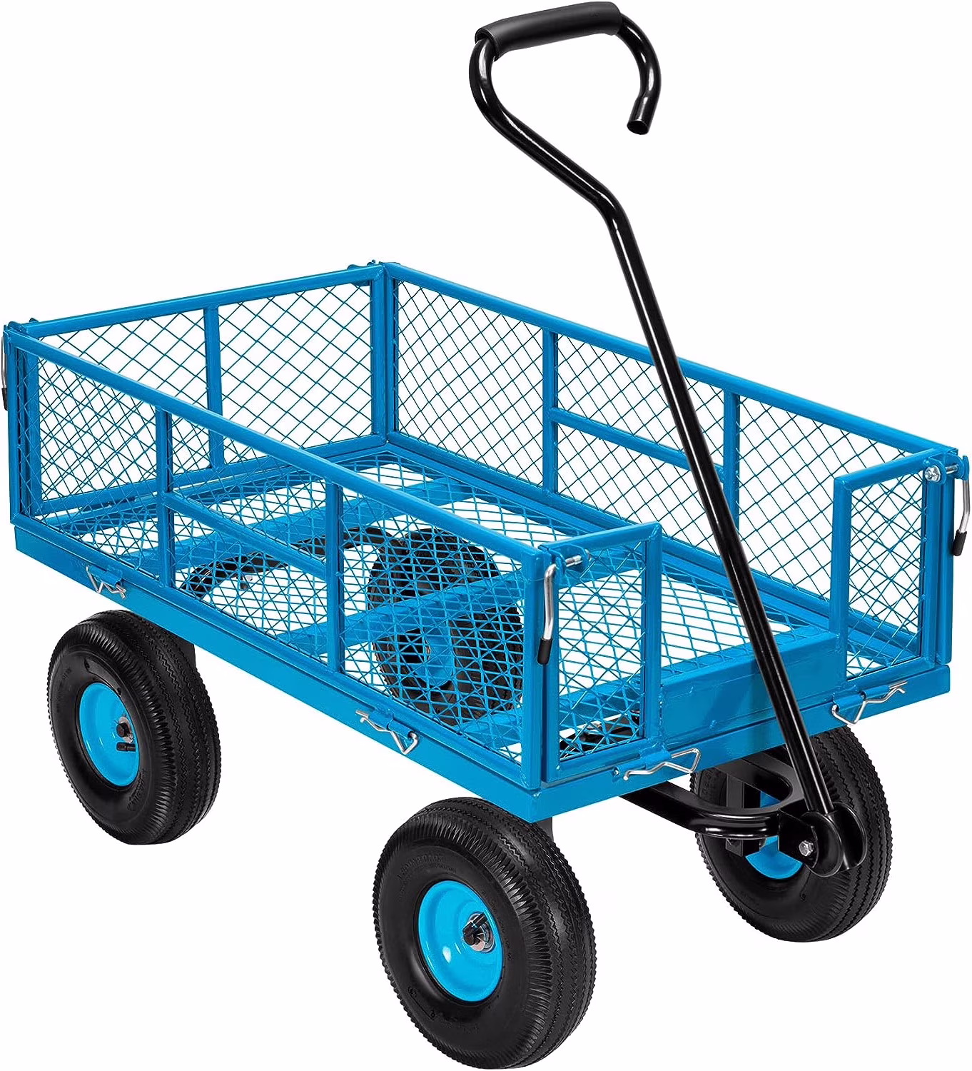 Mesh Steel Garden Cart 880 lbs Capacity, 38" x 21" Folding Utility Wagon with 10 Inch Wheels(Red) - Image 3