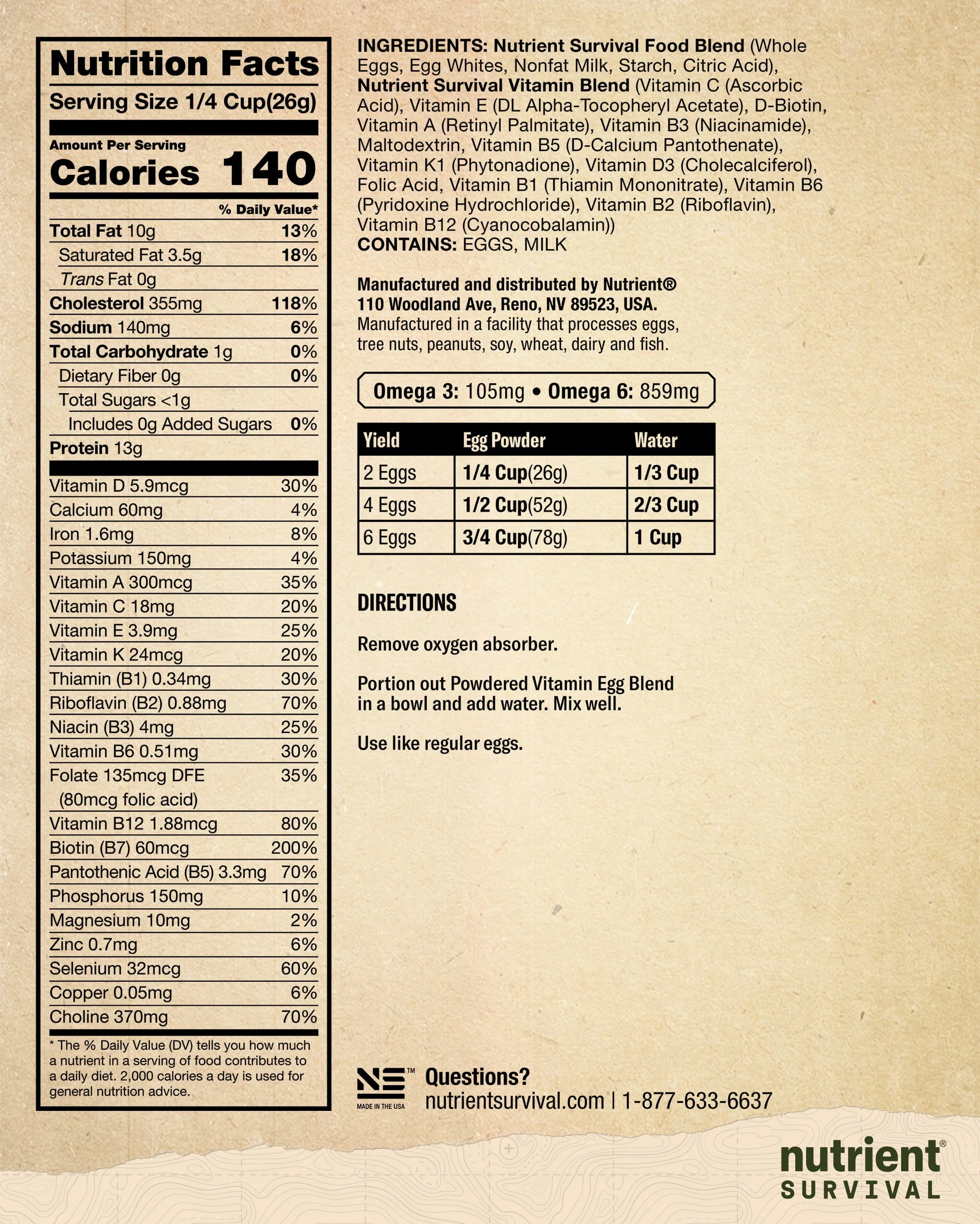 Vitamin Powdered Eggs Blend, Freeze Dried Prepper Supplies Emergency Food Supply, 33 Essential Nutrients, Gluten Free, Shelf Stable Up to 25 Years, One Can, 70 Egg Equivalent - Image 5