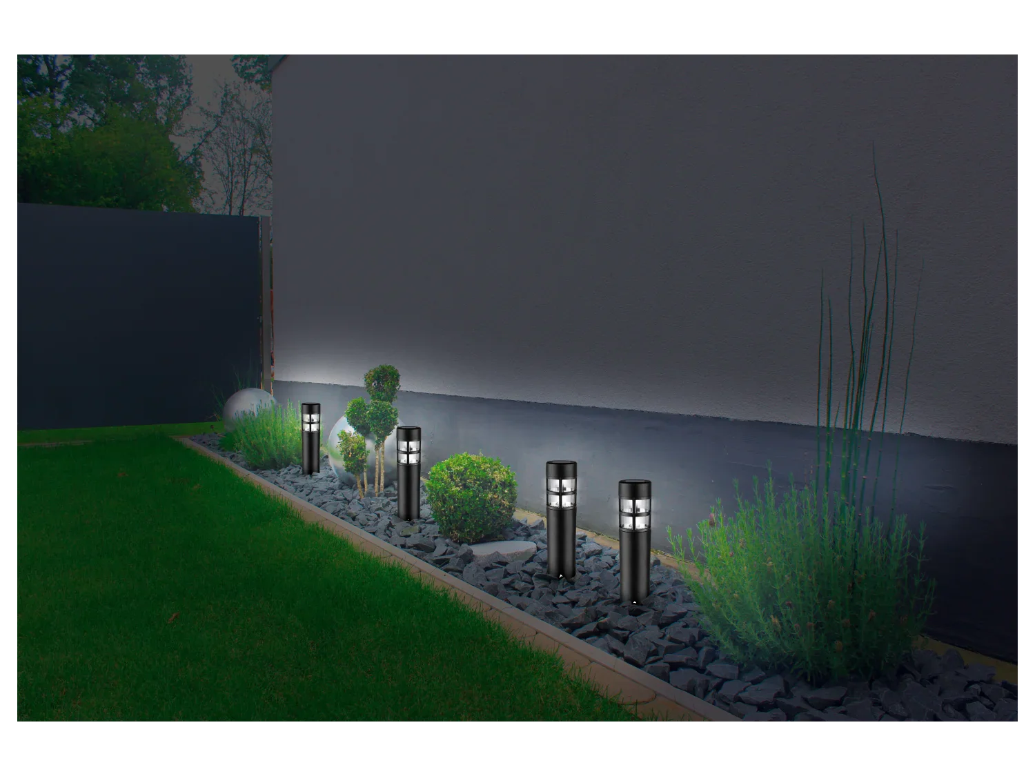 LIVARNO home Lot de 4 balises solaires  LED