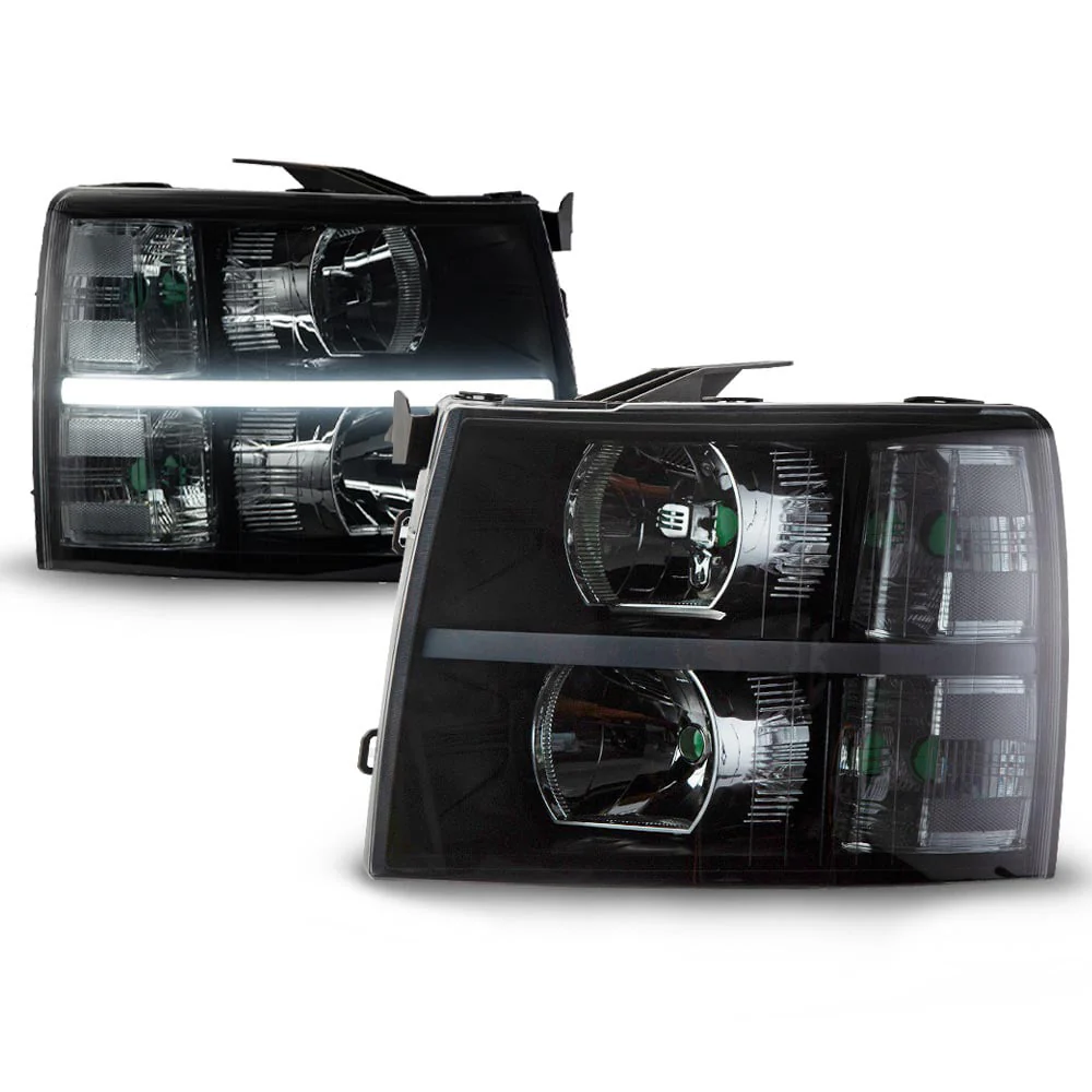 G - Plus LED DRL Headlights Fit for 2007 - 2014 Chevy Silverado 2500 3500 & HD Models/2007 - 2013 Chevy Silverado 1500 Bumper Headlamp