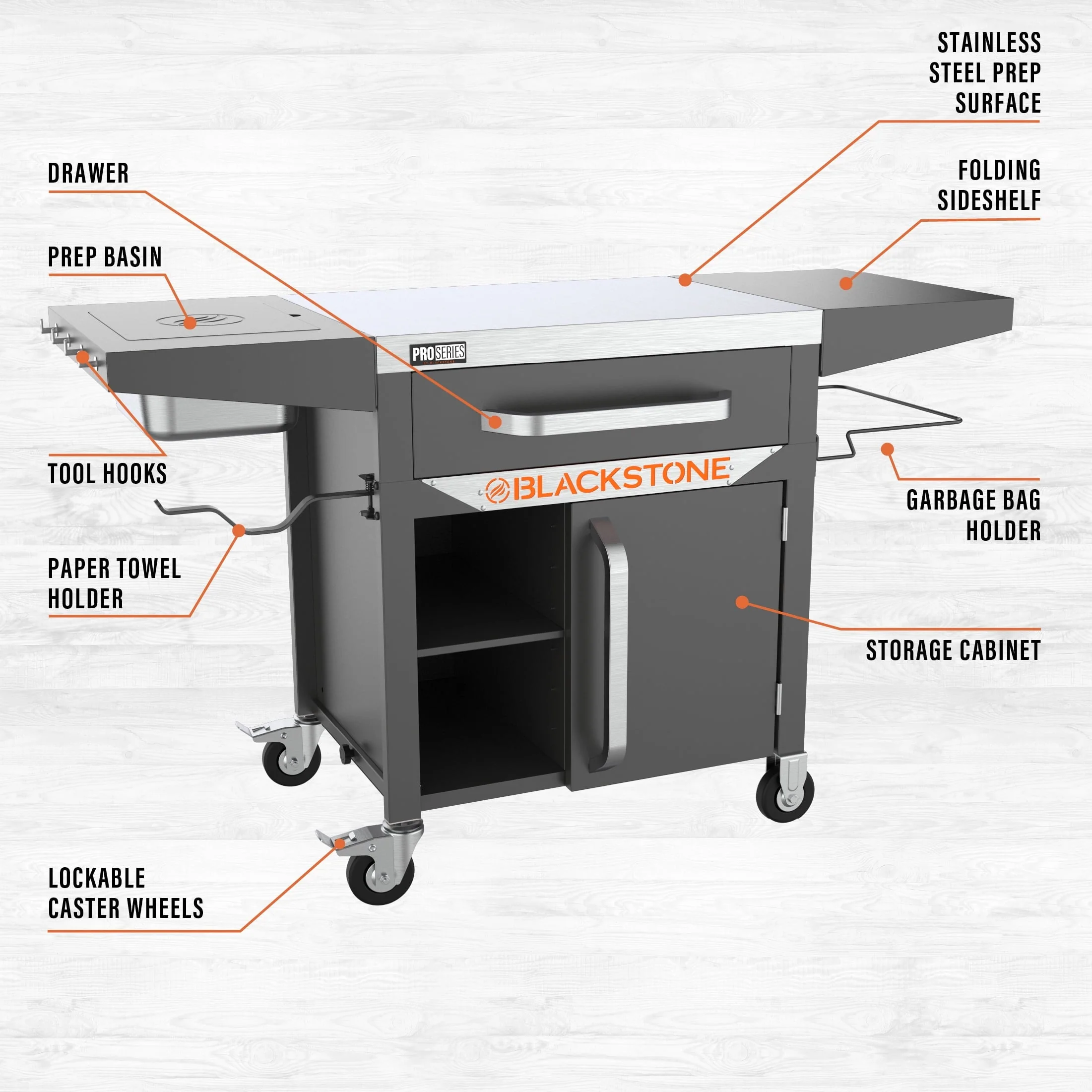 ProSeries 28" Serve and Store Prep Grill Cart with Cabinet in Black - Image 5