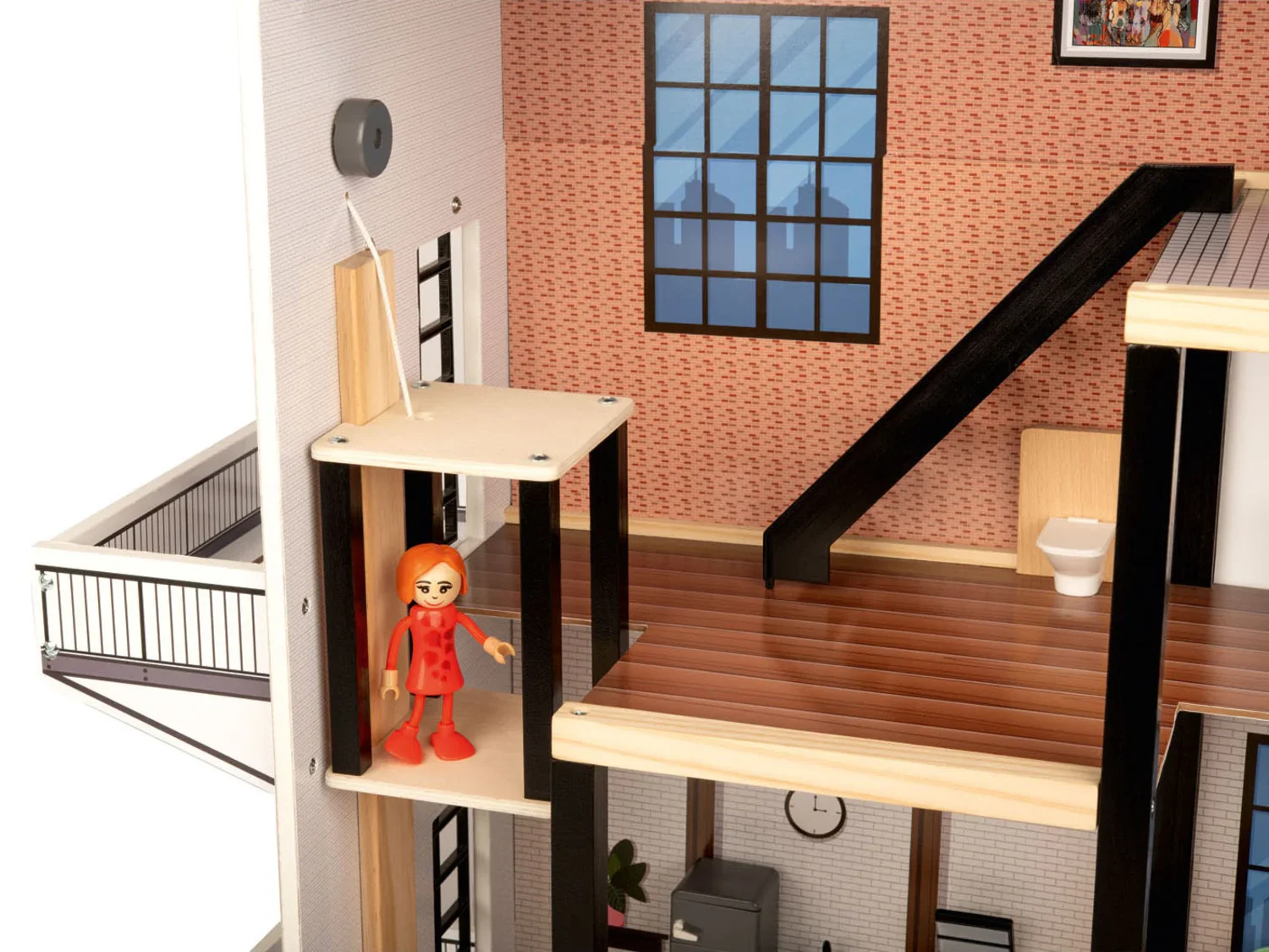 Playtive Maison de poupe XXL en bois, 54 pices