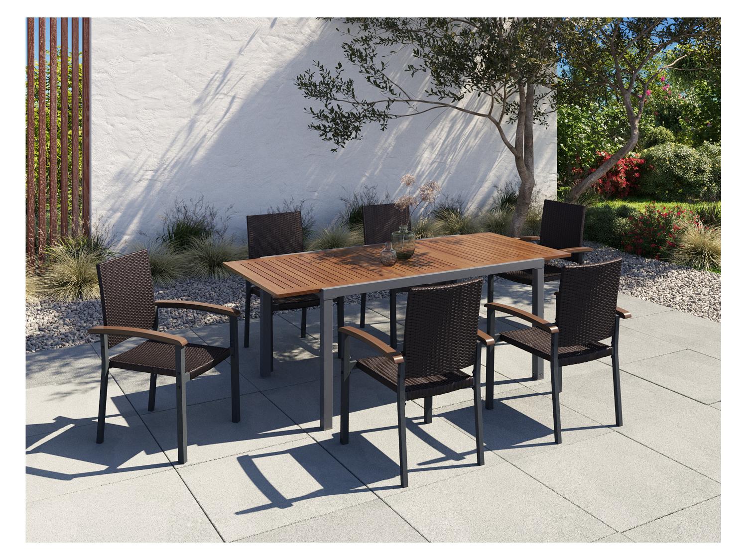 LIVARNO Table de jardin + Lot de 4 fauteuils Valencia