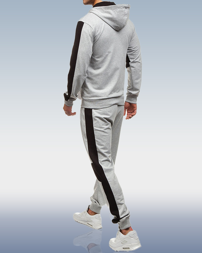 Ensemble deux pièces à capuche zippée grise pour homme