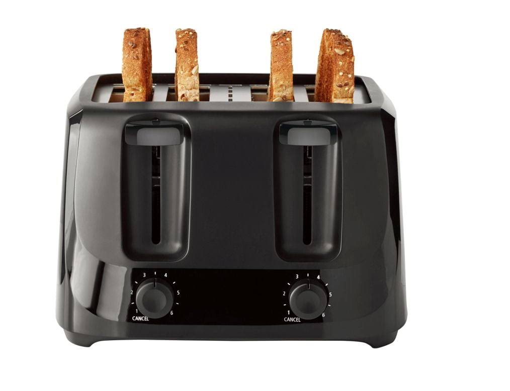 Mainstays 4-Slice Toaster with 6 Shade Settings & Removable Crumb Tray - Black - 1 Each