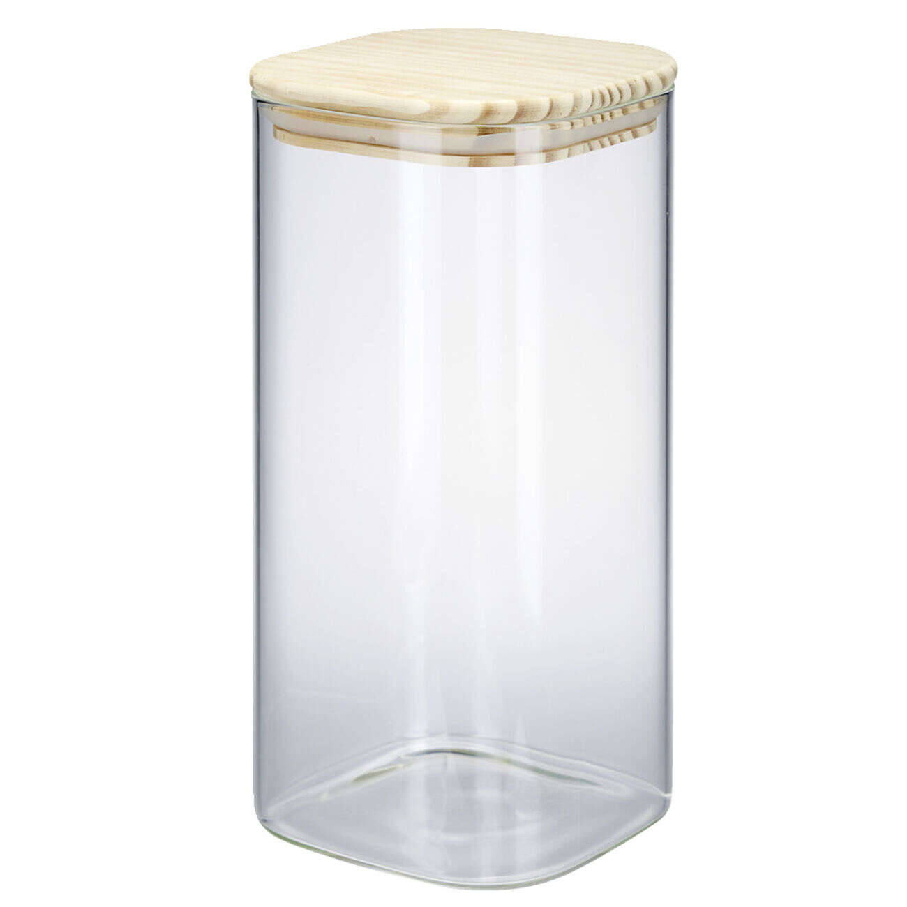 Bocal de conservation 1,4L en verre avec couvercle en bois