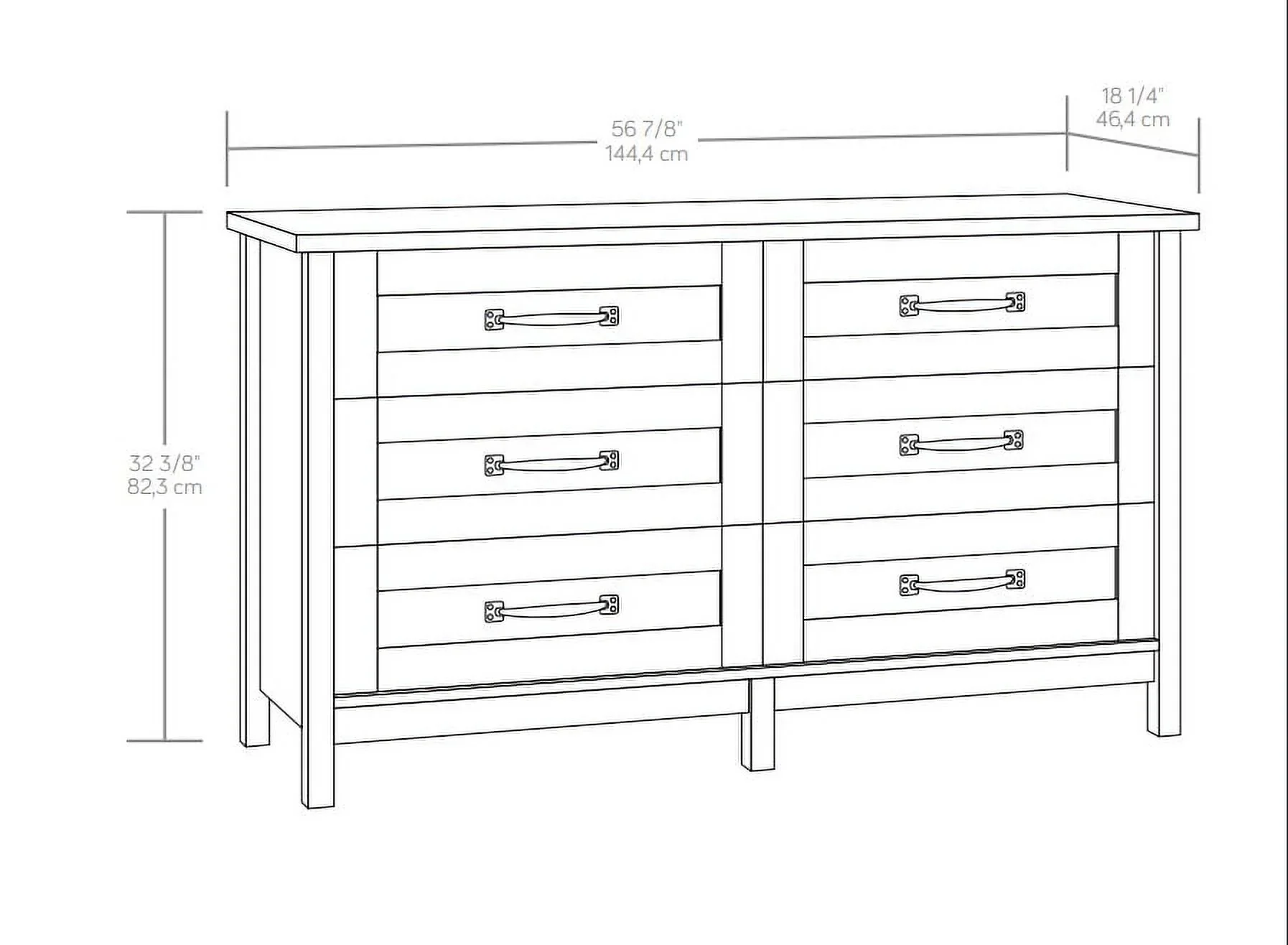 Better Homes & Gardens Modern Farmhouse 6-Drawer Dresser, Rustic White Finish