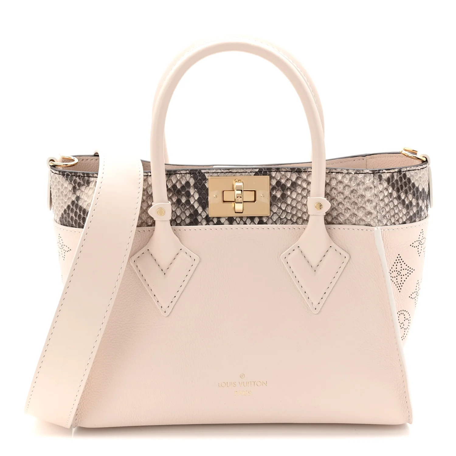 Calfskin Karung Snakeskin Mahina On My Side PM Quartz White
