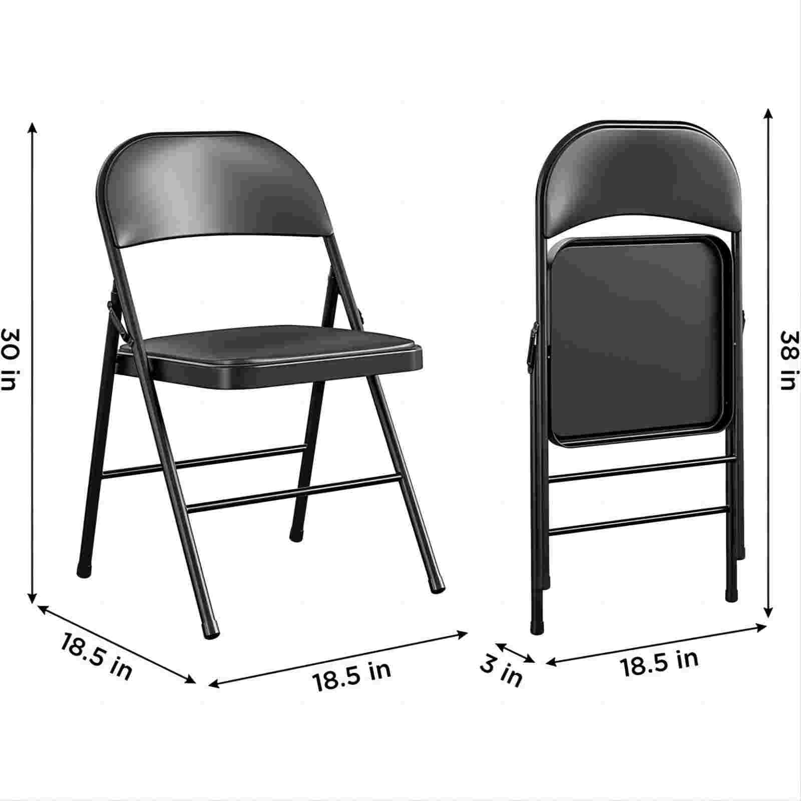 Harigal Padded Folding Chair (4 Pack), Black