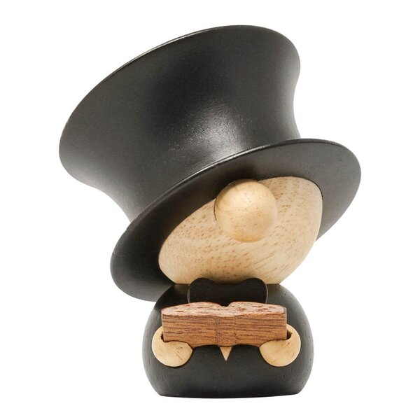 H.C. Andersen trefigur 8 cm svart/gummitre/sapele