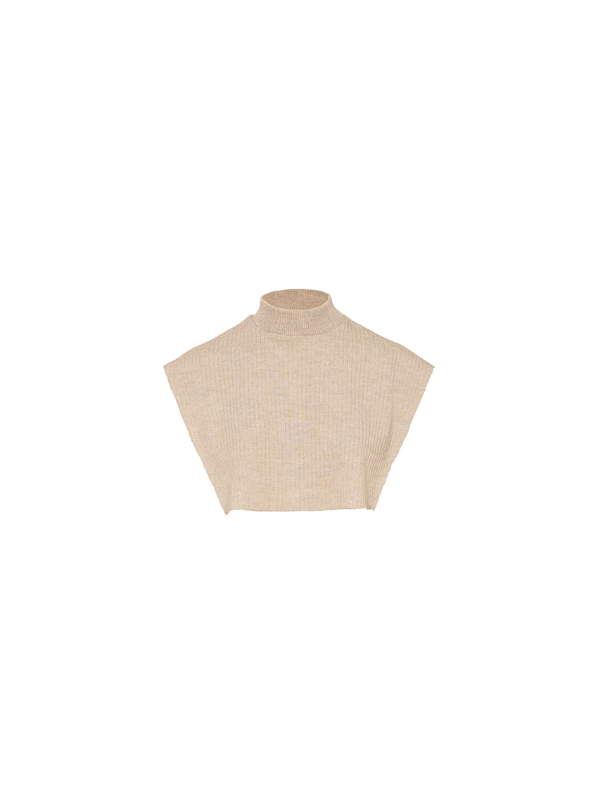 Col plastron mixte laine mérinos beige chaud