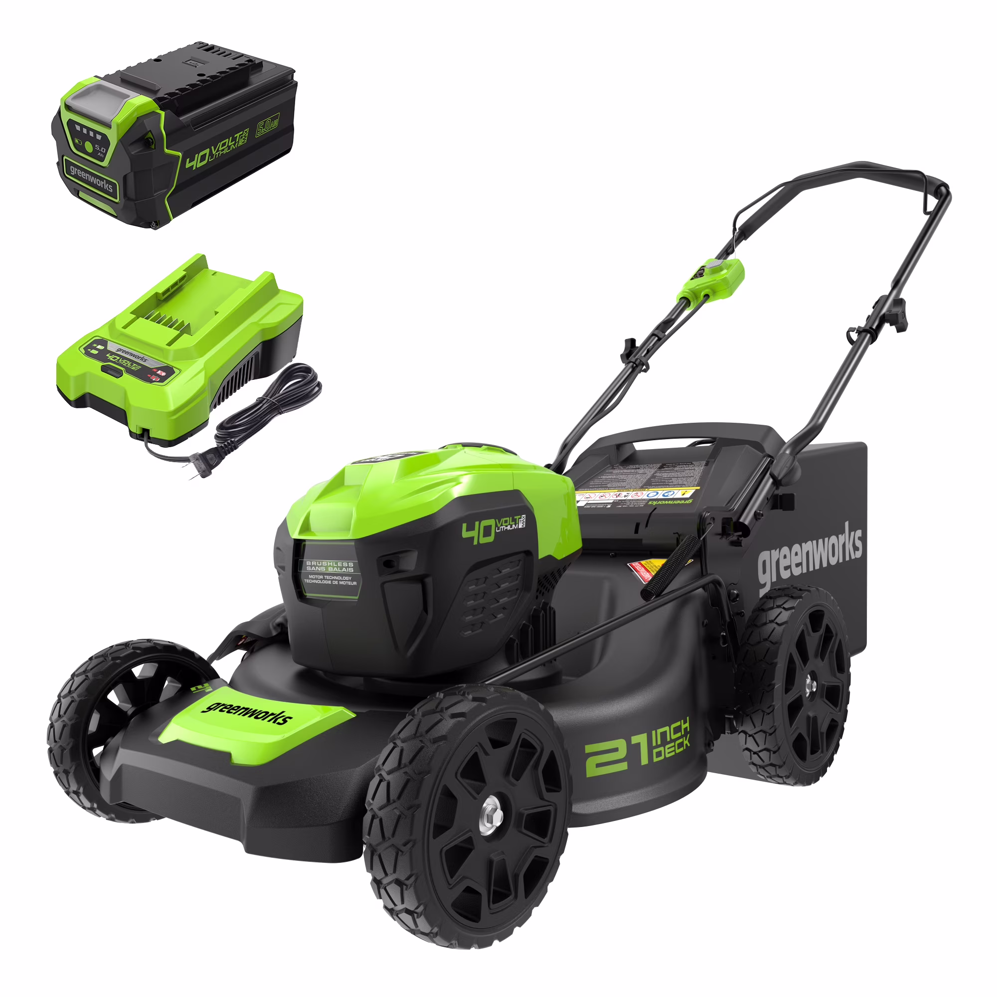 40V 21" Brushless Walk Behind Push Lawn Mower with 5Ah Battery and Charger 2515502