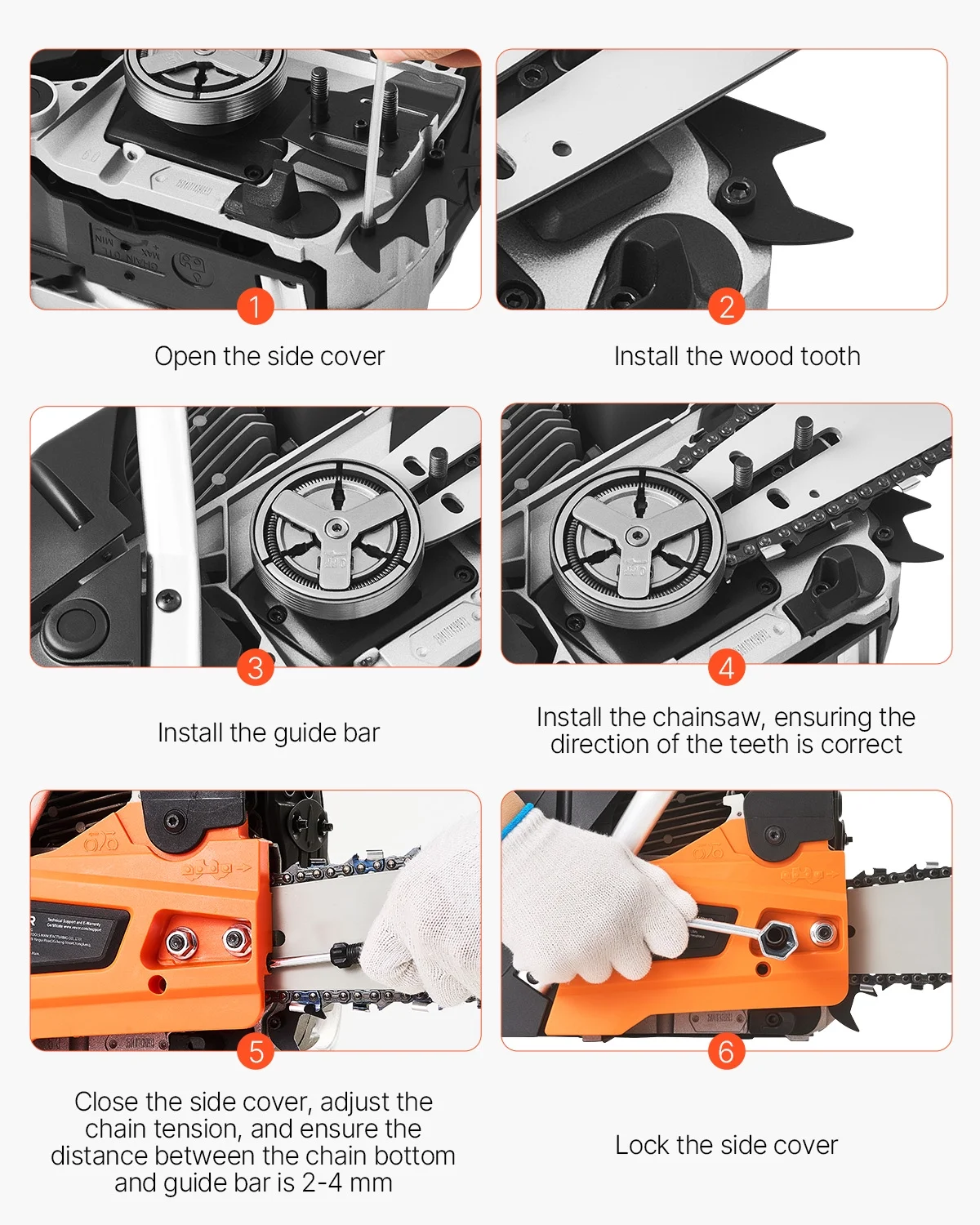 Gas Chainsaw, 52CC 18" 2.55HP, Gasoline Powered Chain Saw, Handheld Cordless Petrol Chainsaws for Tree Wood Branch Cutting, Tree Trimming, Land Clearing, Farm Garden Ranch Forest Cutting Use - Image 6