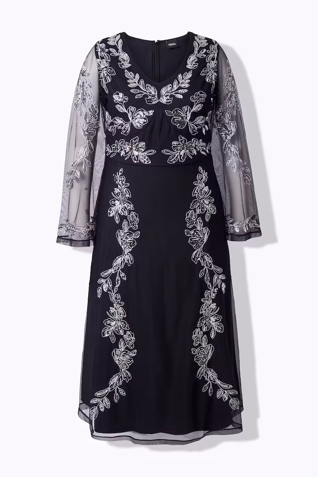 Sequined Floral Embroidery Dress